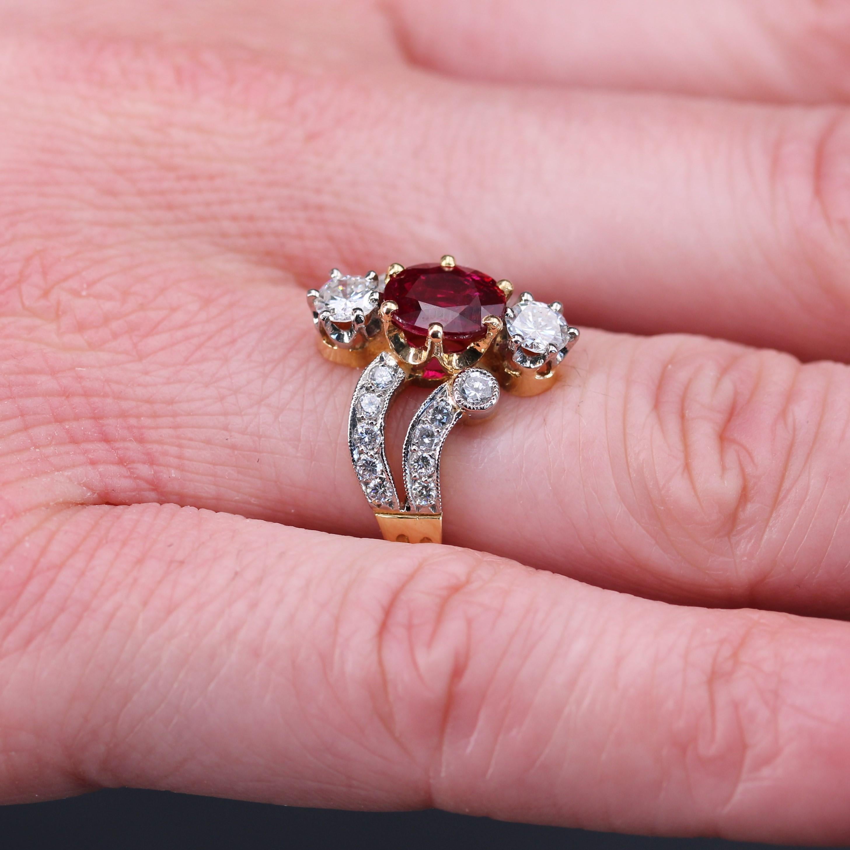 Bague en or jaune 18 carats et platine avec rubis et diamants, style des années 1900, Neuf en vente 6