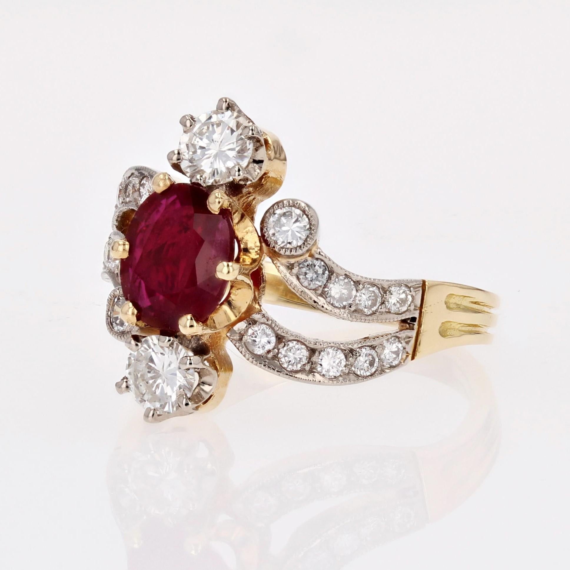 Bague en or jaune 18 carats et platine avec rubis et diamants, style des années 1900, Neuf en vente 2