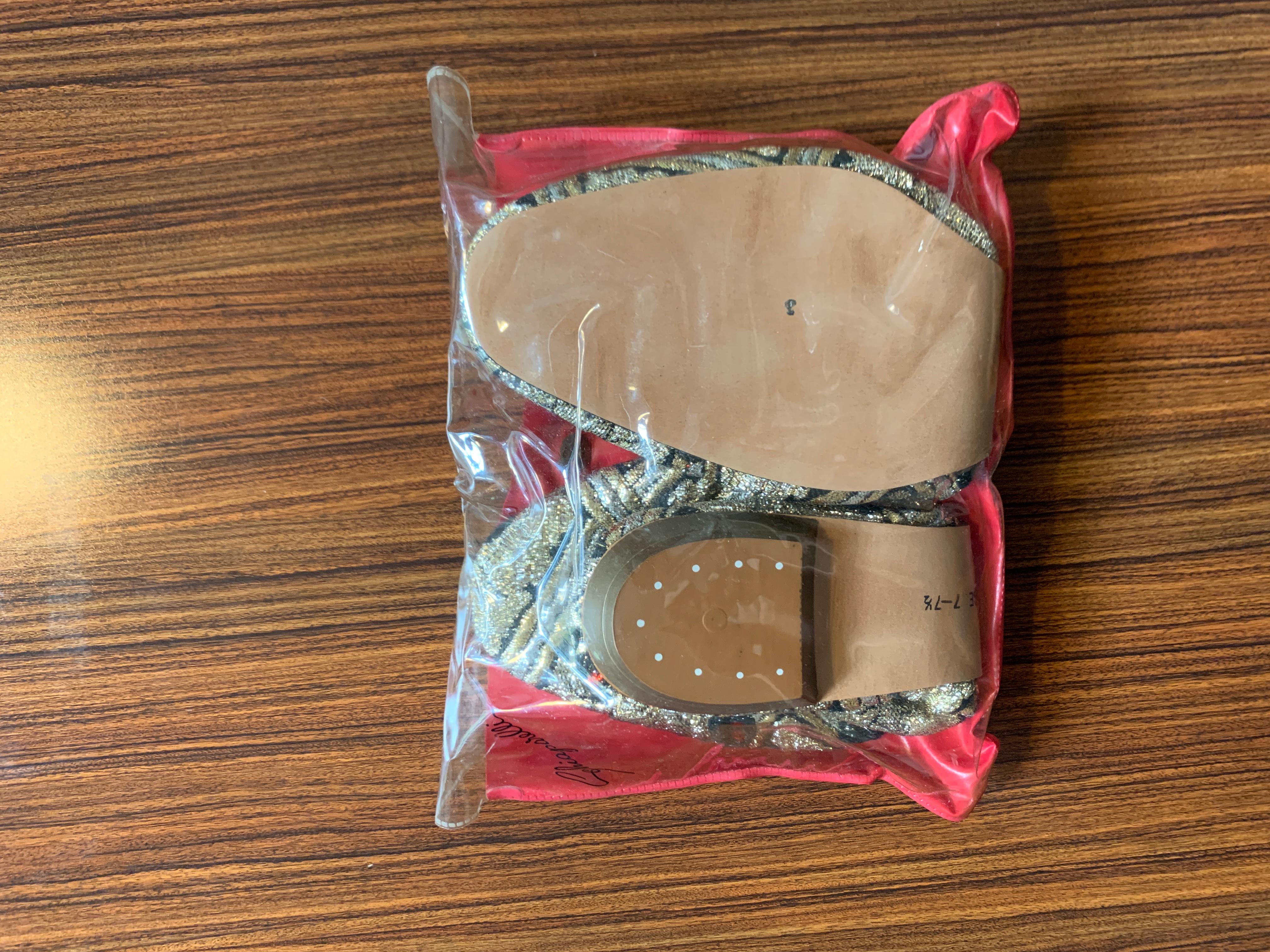 New 1960s Elsa Schiaparelli Folding Flats Slippers Shoes Metallic 1