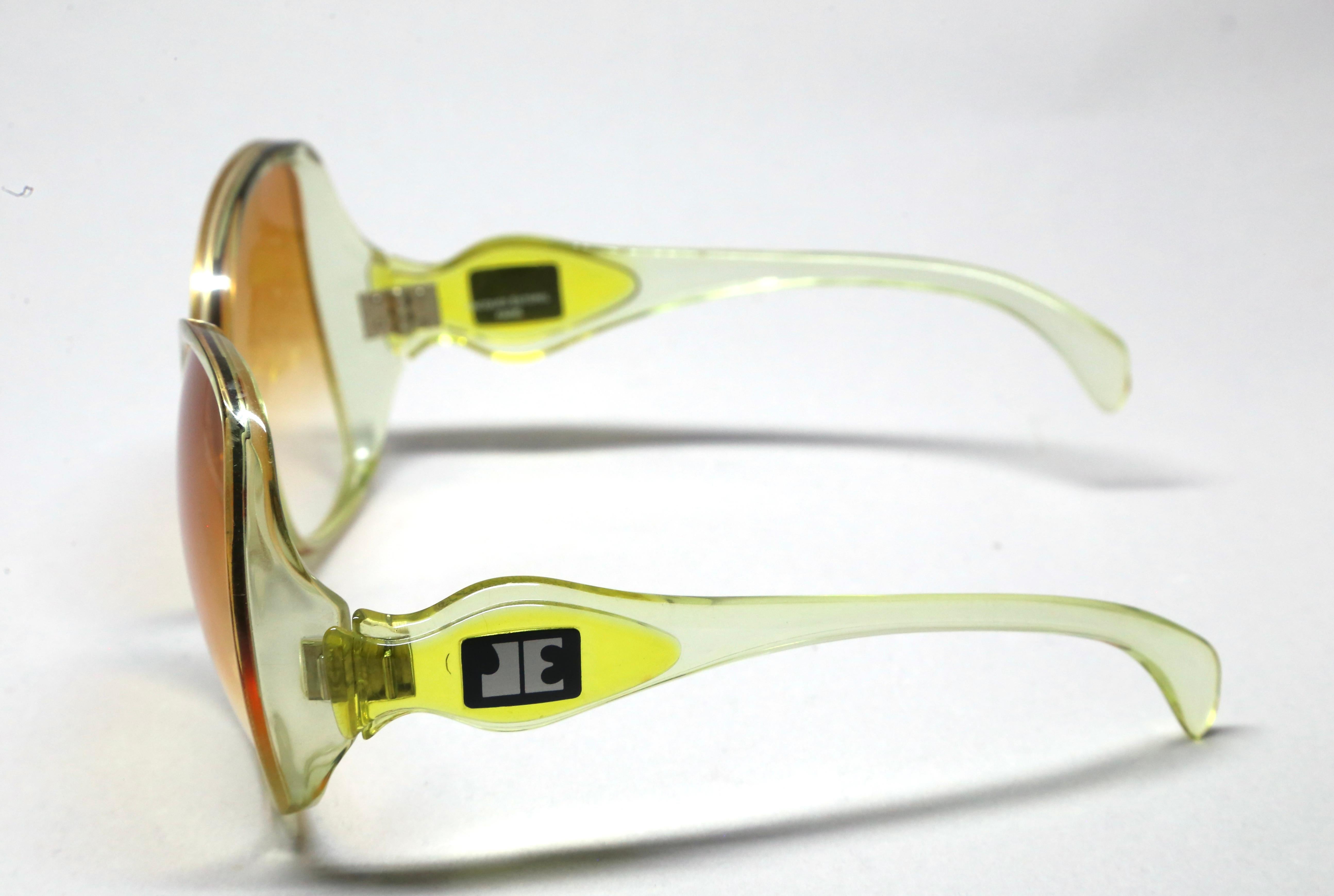 new 1970's JACQUES ESTEREL oversized yellow transparent sunglasses In Good Condition For Sale In San Fransisco, CA