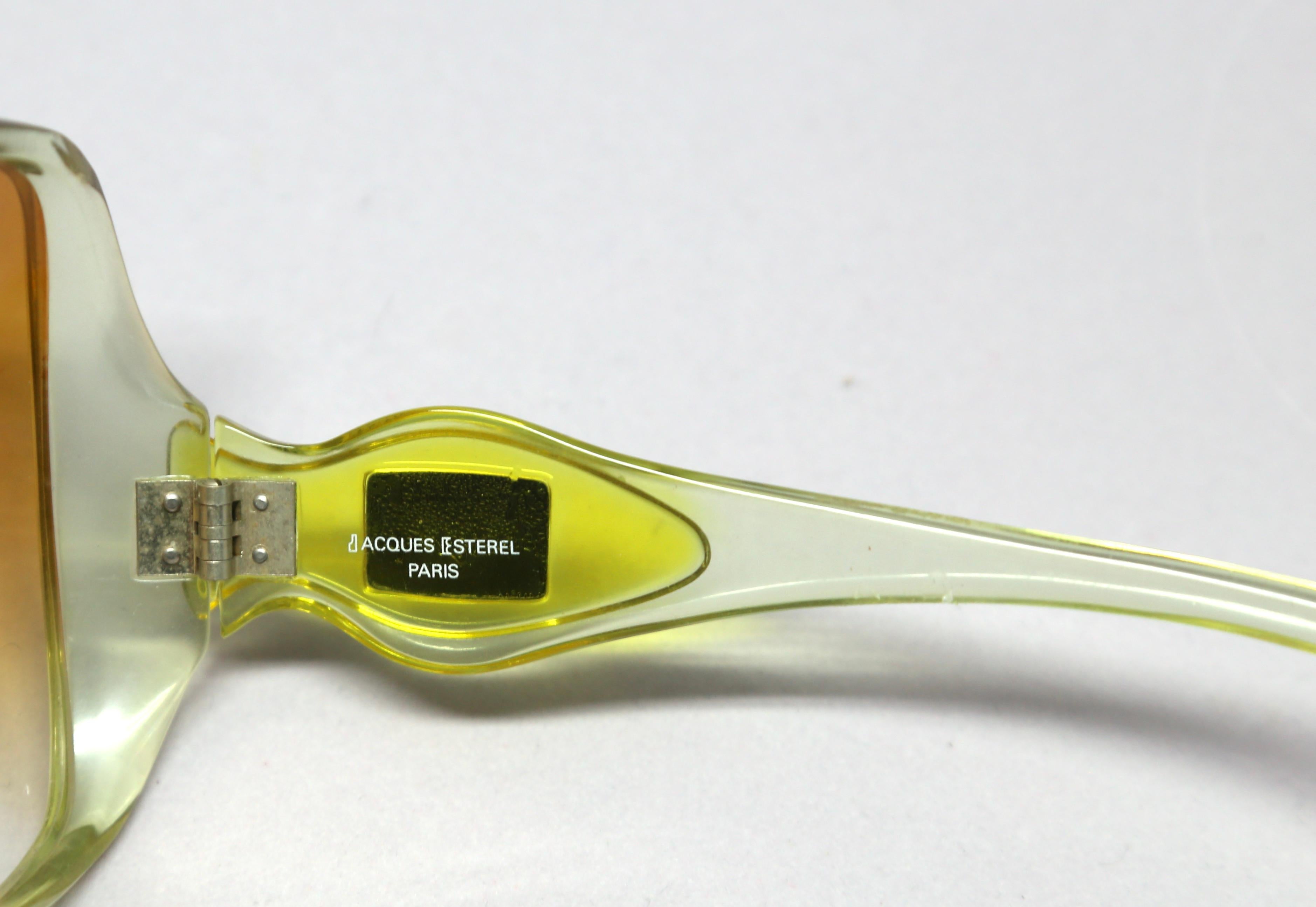 new 1970's JACQUES ESTEREL oversized yellow transparent sunglasses For Sale 1