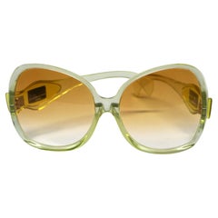 Neu 1970er JACQUES ESTEREL übergroße gelbe transparente Sonnenbrille