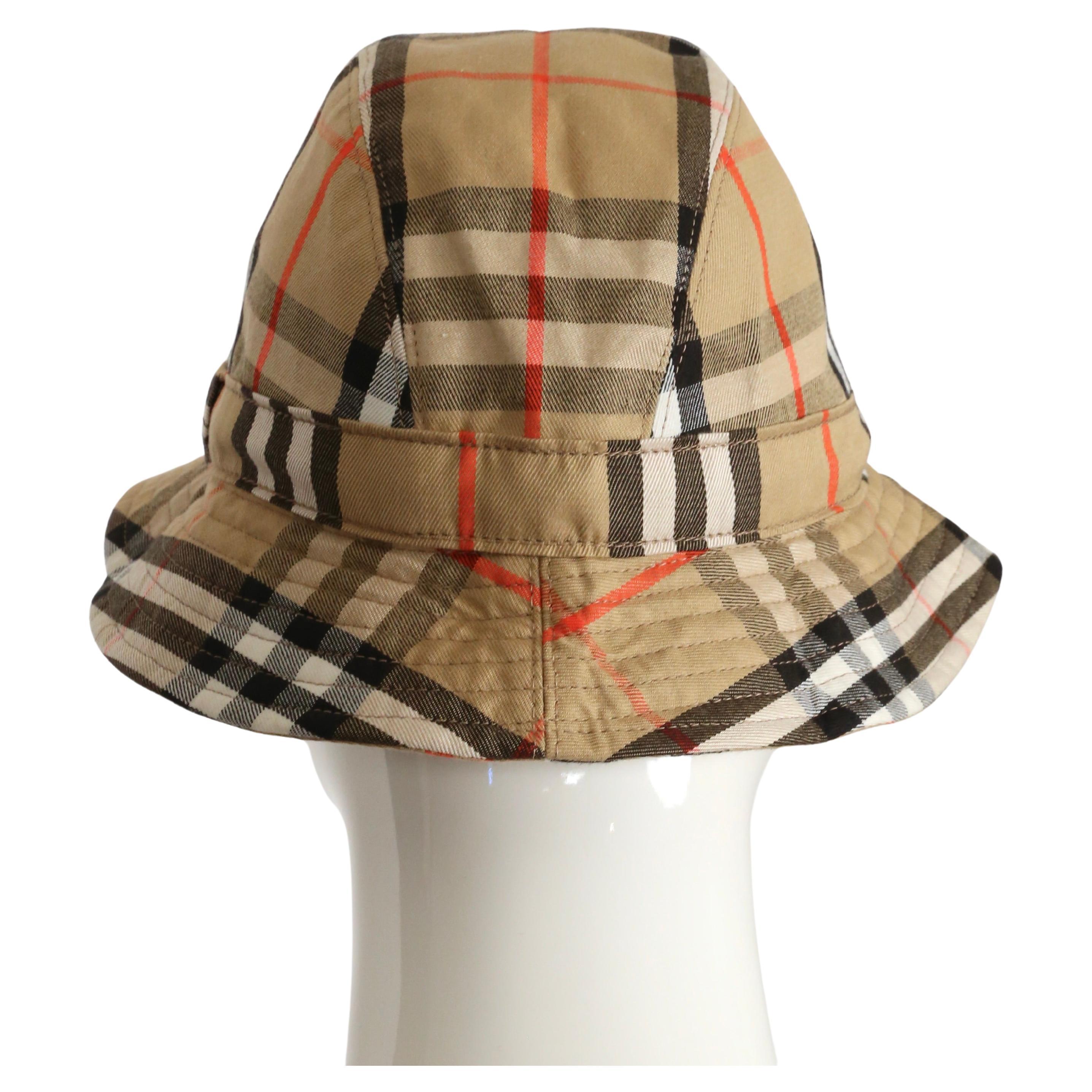 Women's or Men's new 1980's BURBERRYS' nova check cotton bucket hat