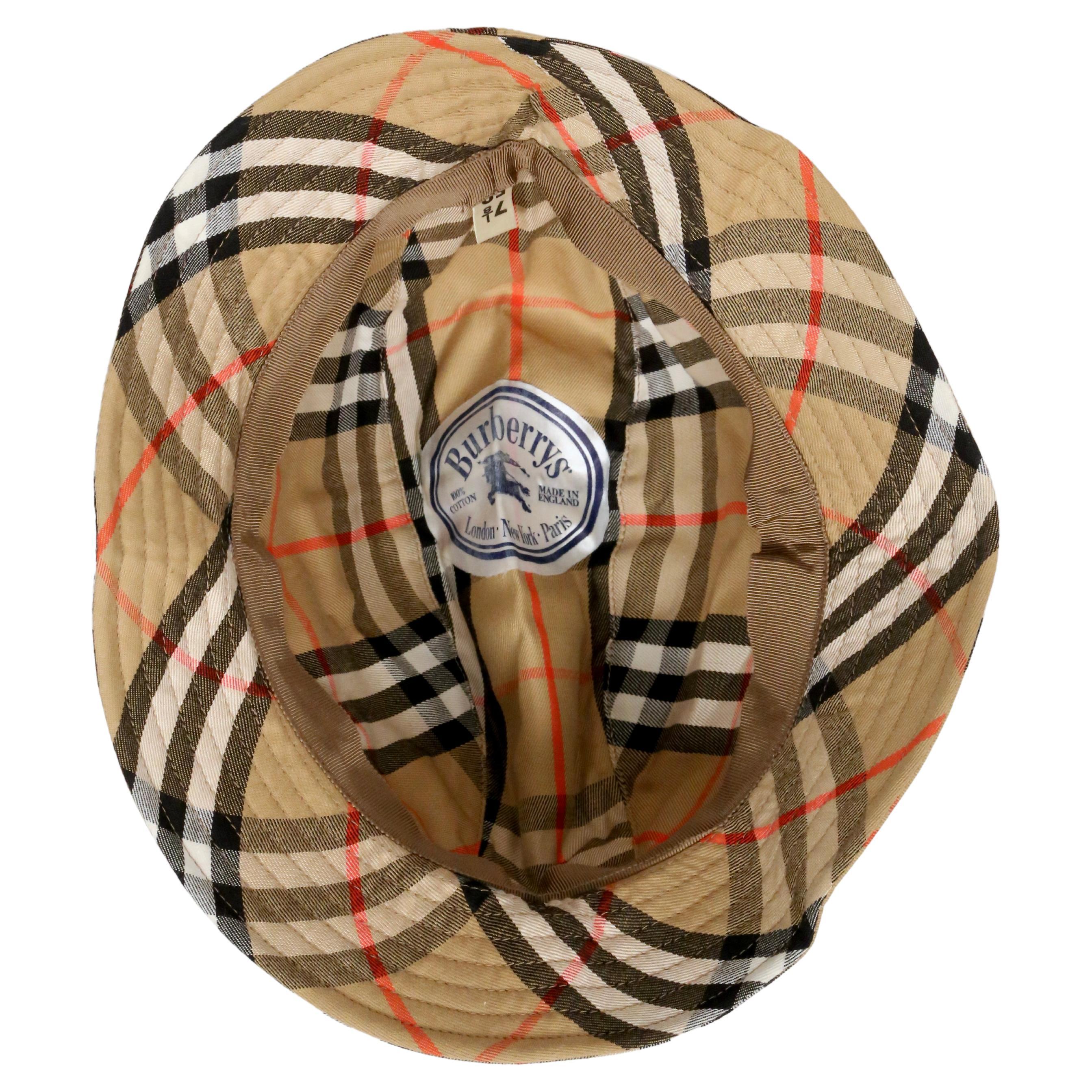 new 1980's BURBERRYS' nova check cotton bucket hat 1