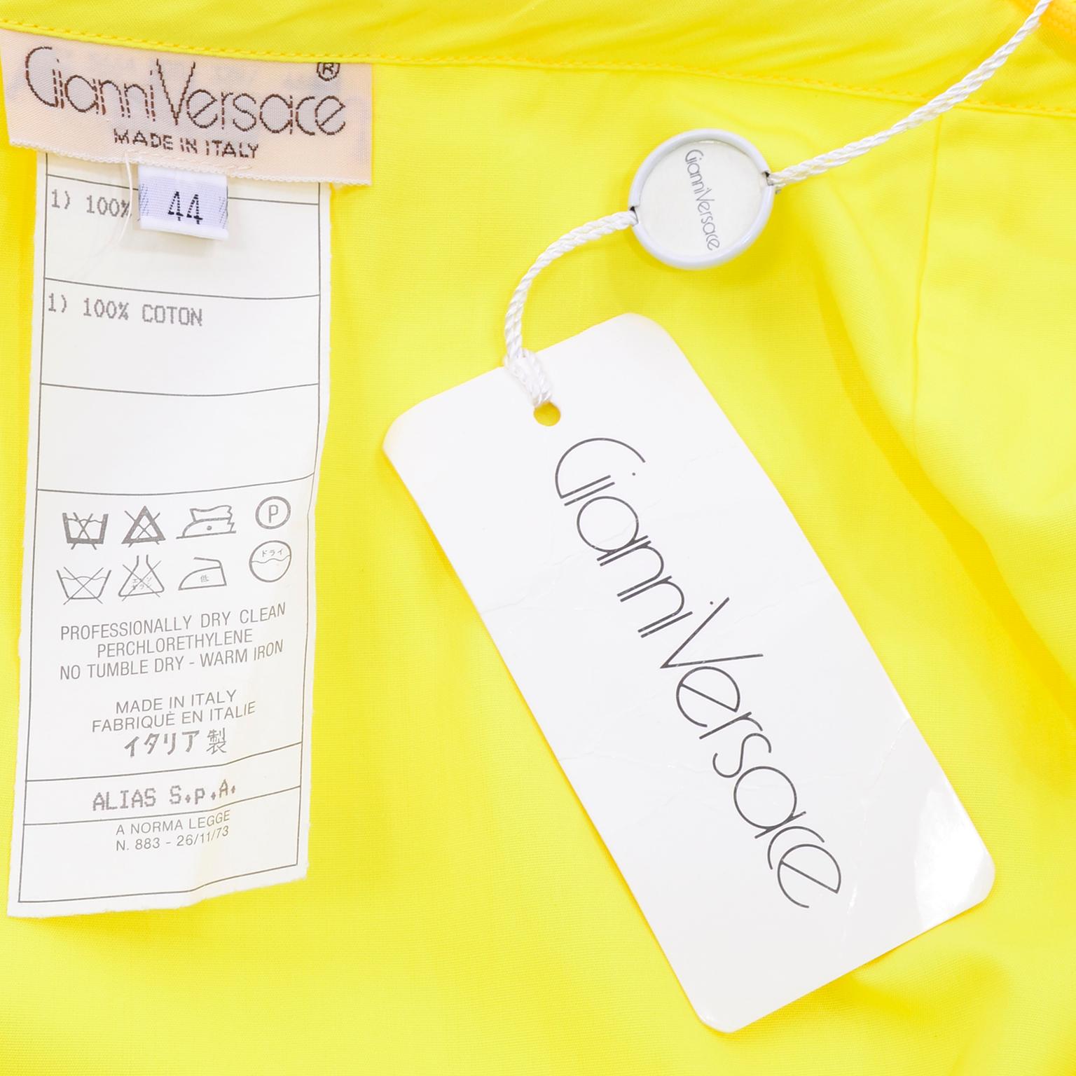 Women's New 1980s Gianni Versace Yellow Cotton Flared Skirt w Front Pocket Apron w/ Tags For Sale