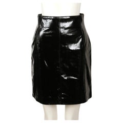 new 1988 AZZEDINE ALAIA black patent leather skirt with dual zippers
