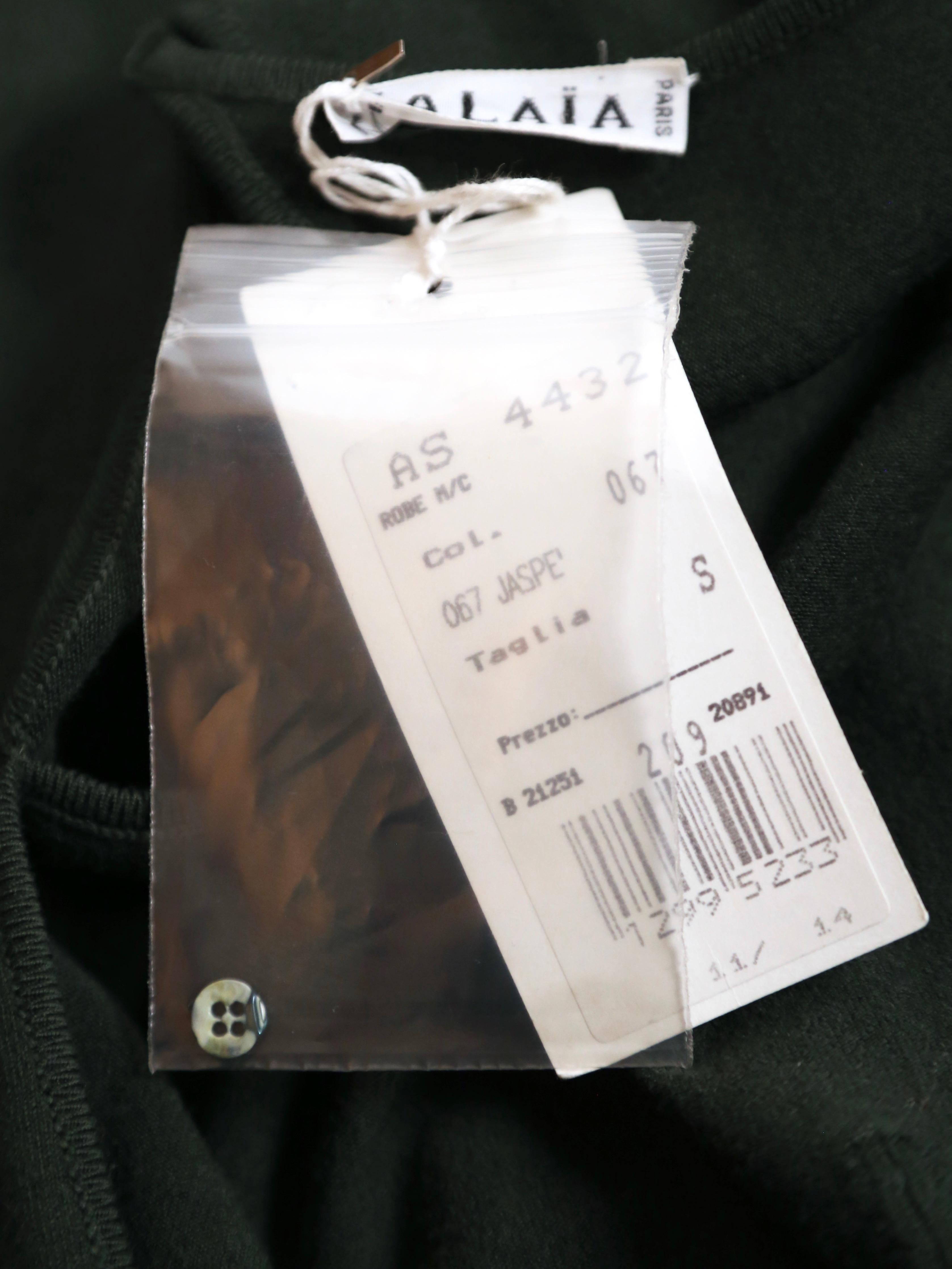 NEW 1990's AZZEDINE ALAIA forest green wool knit dress with open back 2