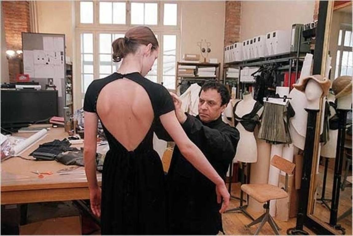 NEW 1990's AZZEDINE ALAIA forest green wool knit dress with open back 4