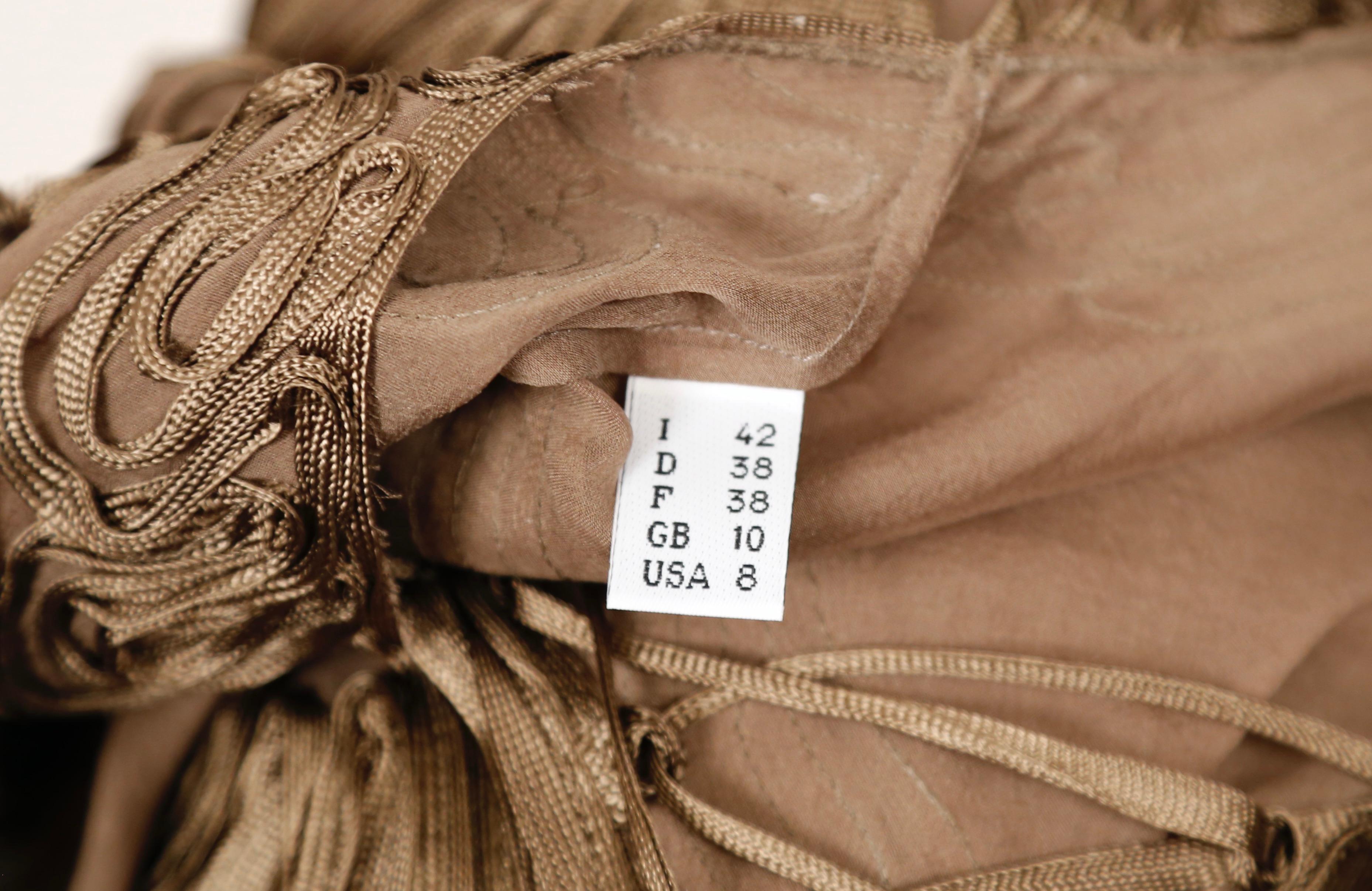 new 1990's JEAN PAUL GAULTIER taupe ribbon embroidered silk chiffon top 4