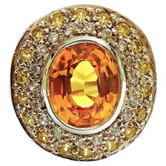 New 2 Carat Citrine & Diamond Cut Yellow Sapphire Sterling Ring Size 6.5