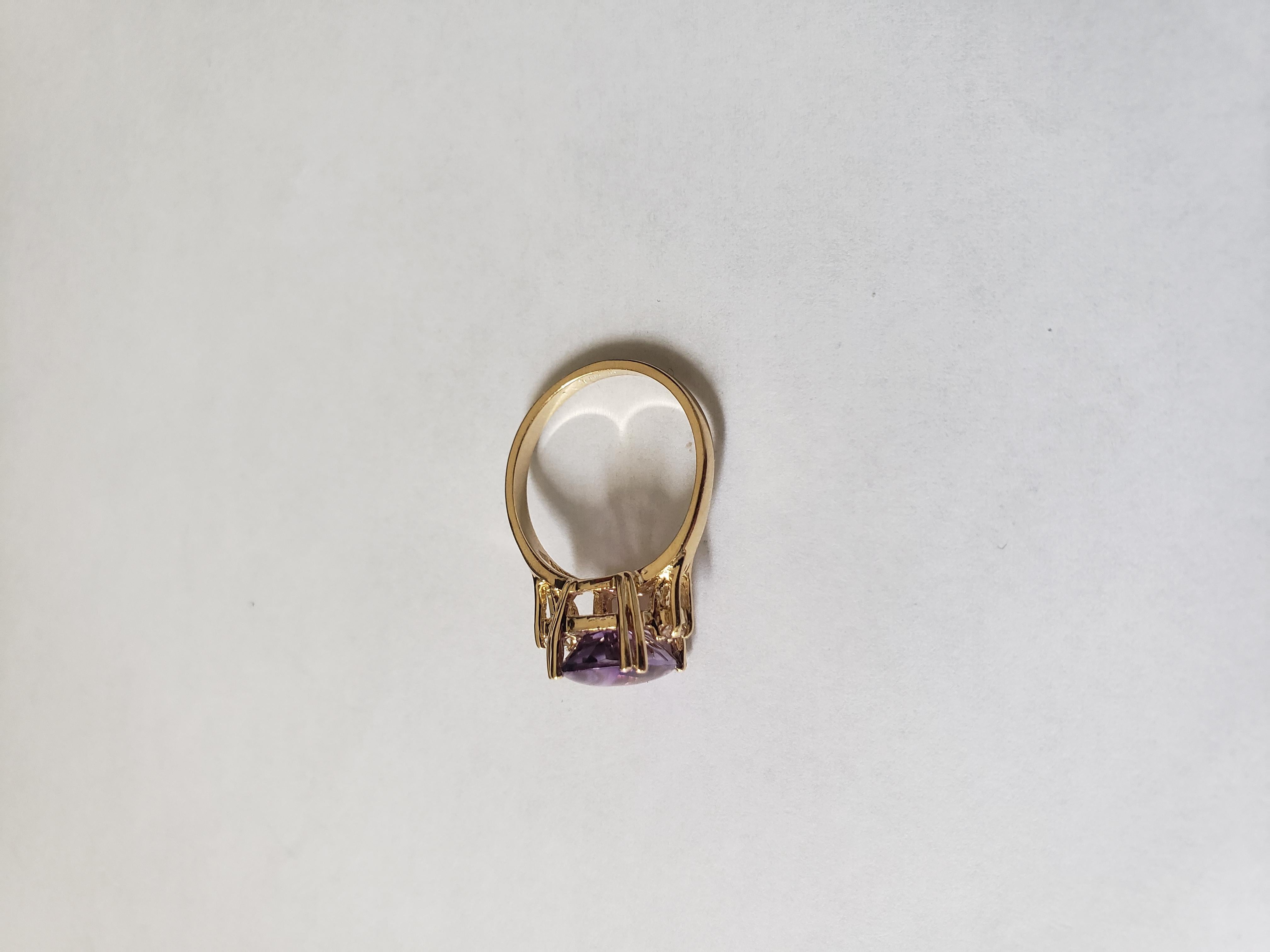 NEUF 2 ct. Bague en or jaune 14k avec améthyste de taille fantaisie et diamants Neuf - En vente à Warren, NJ