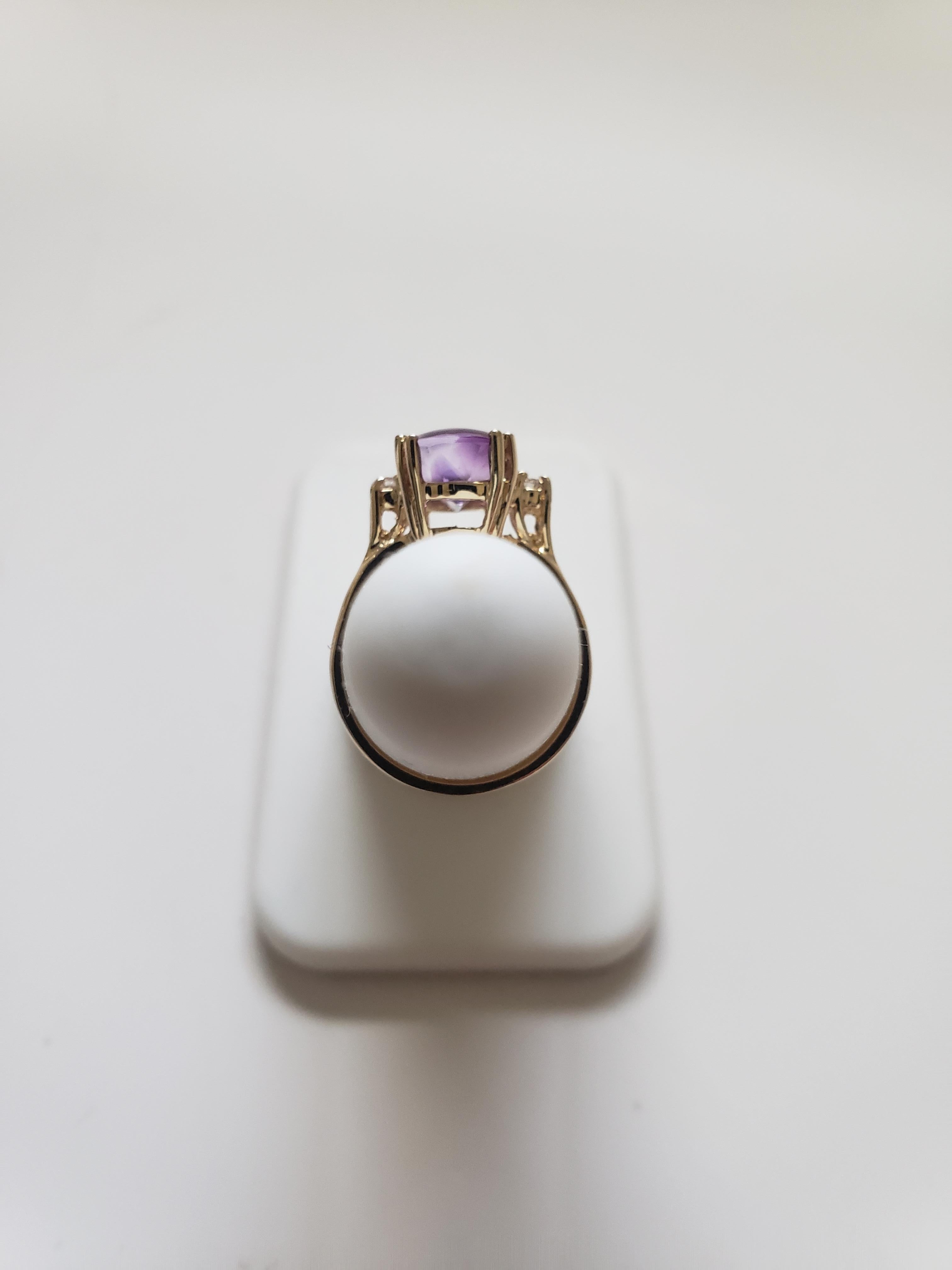 NEUF 2 ct. Bague en or jaune 14k avec améthyste de taille fantaisie et diamants en vente 2