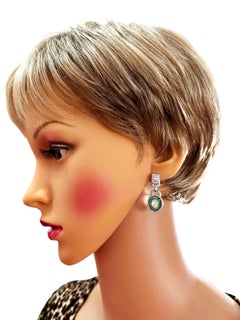 New 2.0 Carat Ethiopian Fire Opal & Green Topaz 14k W Gold PL Sterling Earrings