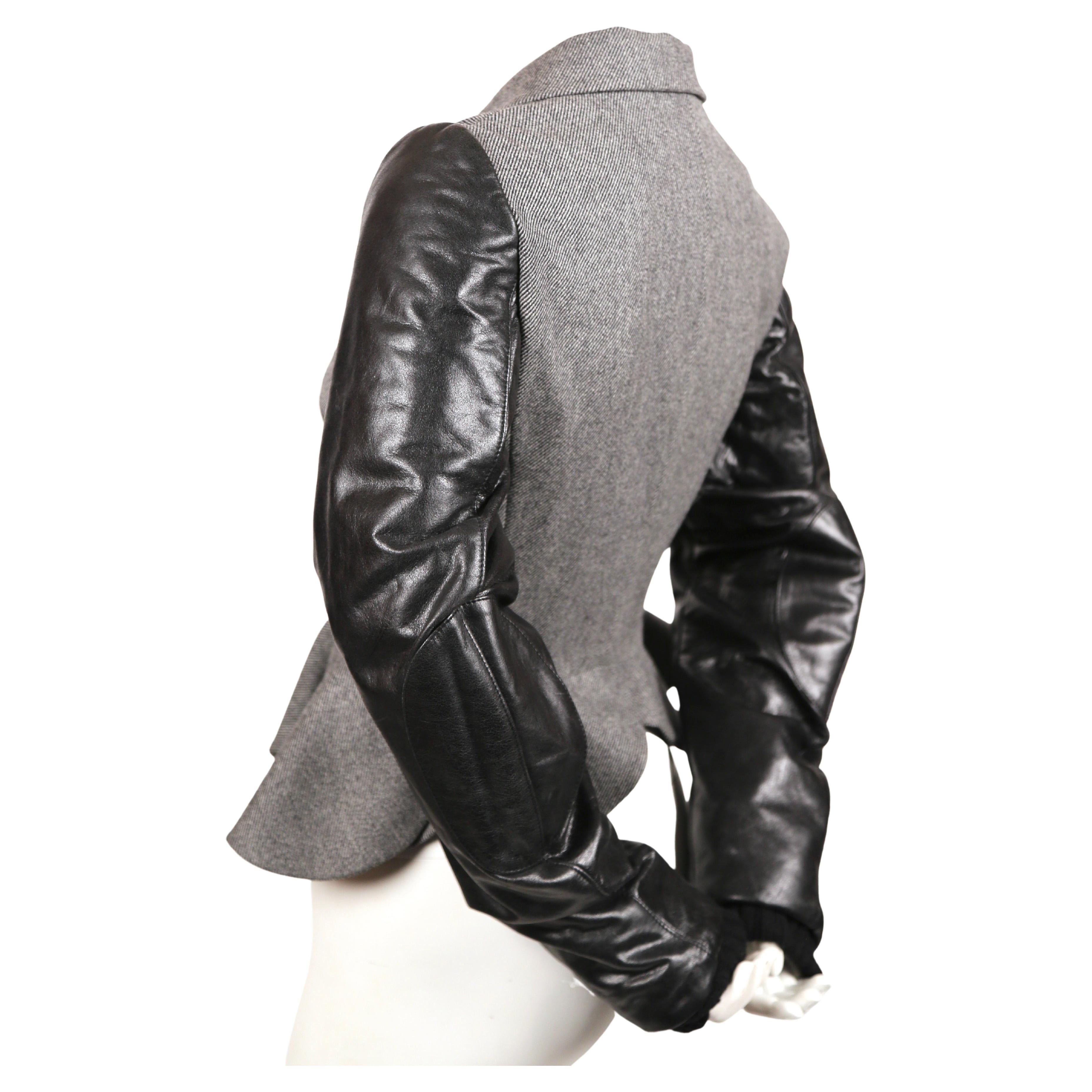 Black new 2002 Nicolas Ghesquiere for BALENCIAGA wool & leather runway jacket