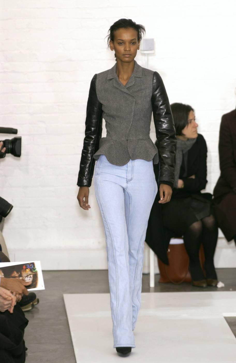 new 2002 Nicolas Ghesquiere for BALENCIAGA wool & leather runway jacket 3