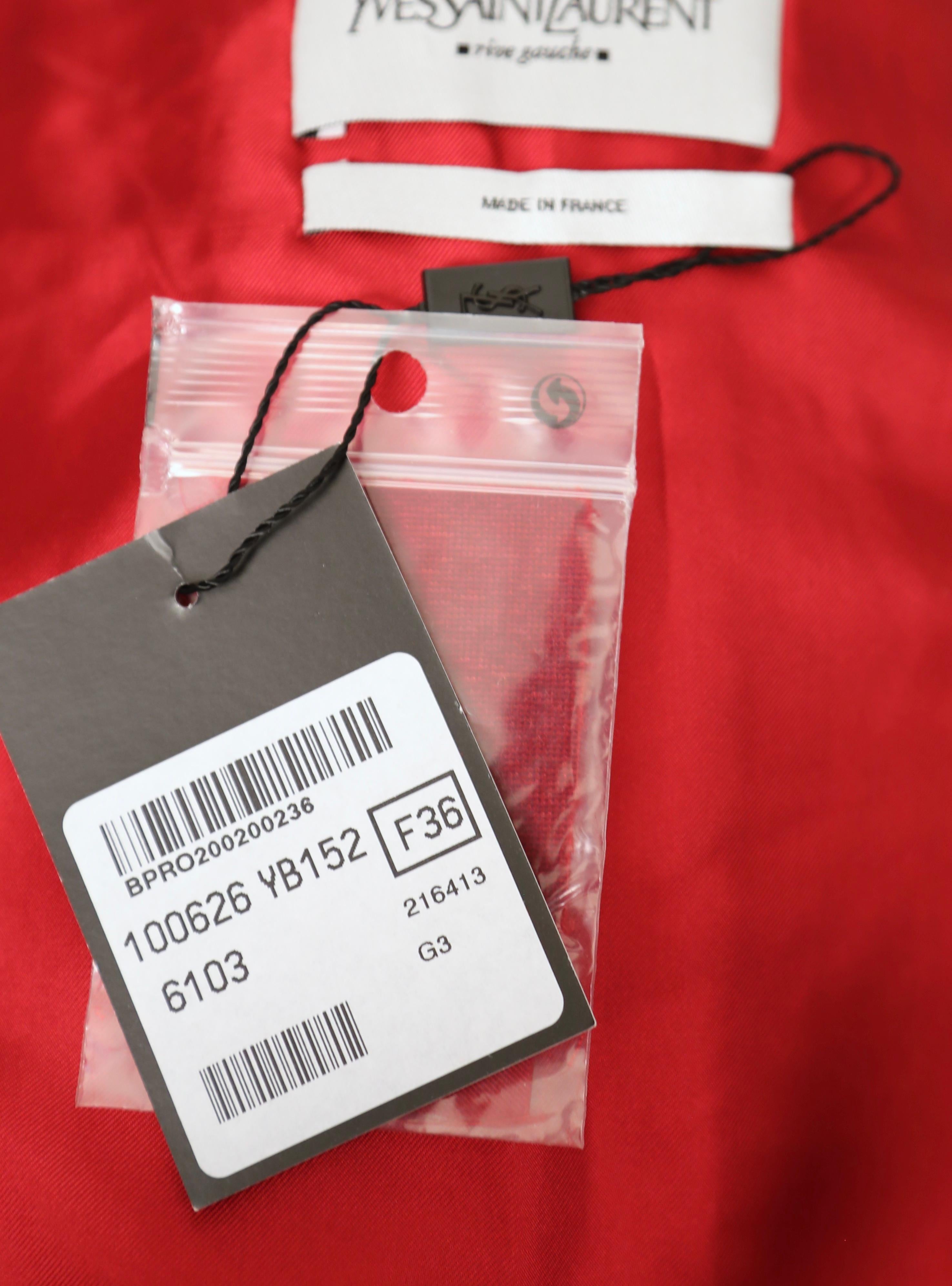 NEW 2002 TOM FORD YVES SAINT LAURENT crimson embroidered runway jacket - unworn For Sale 6