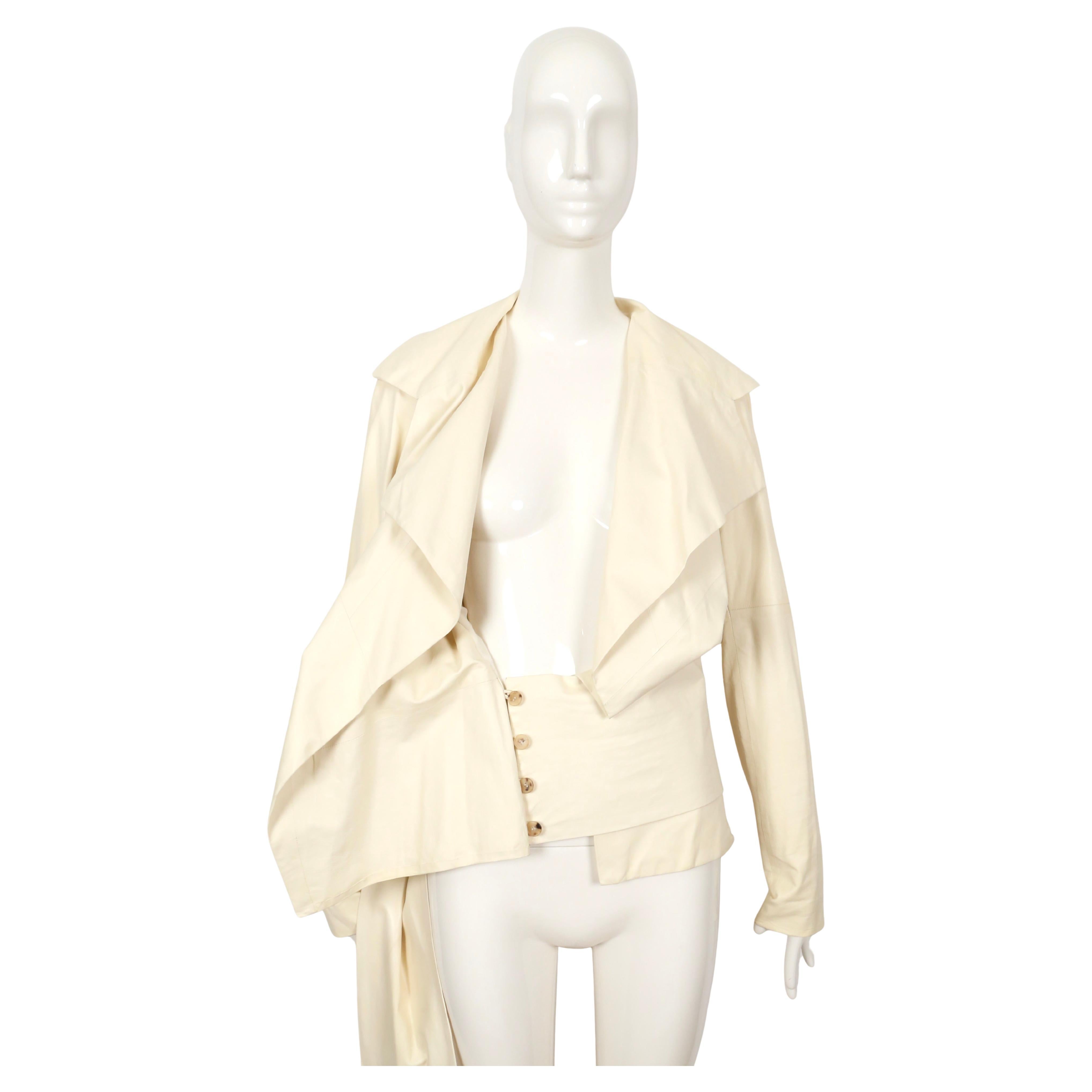 new 2004 TOM FORD for YVES SAINT LAURENT off-white leather runway jacket For Sale 5
