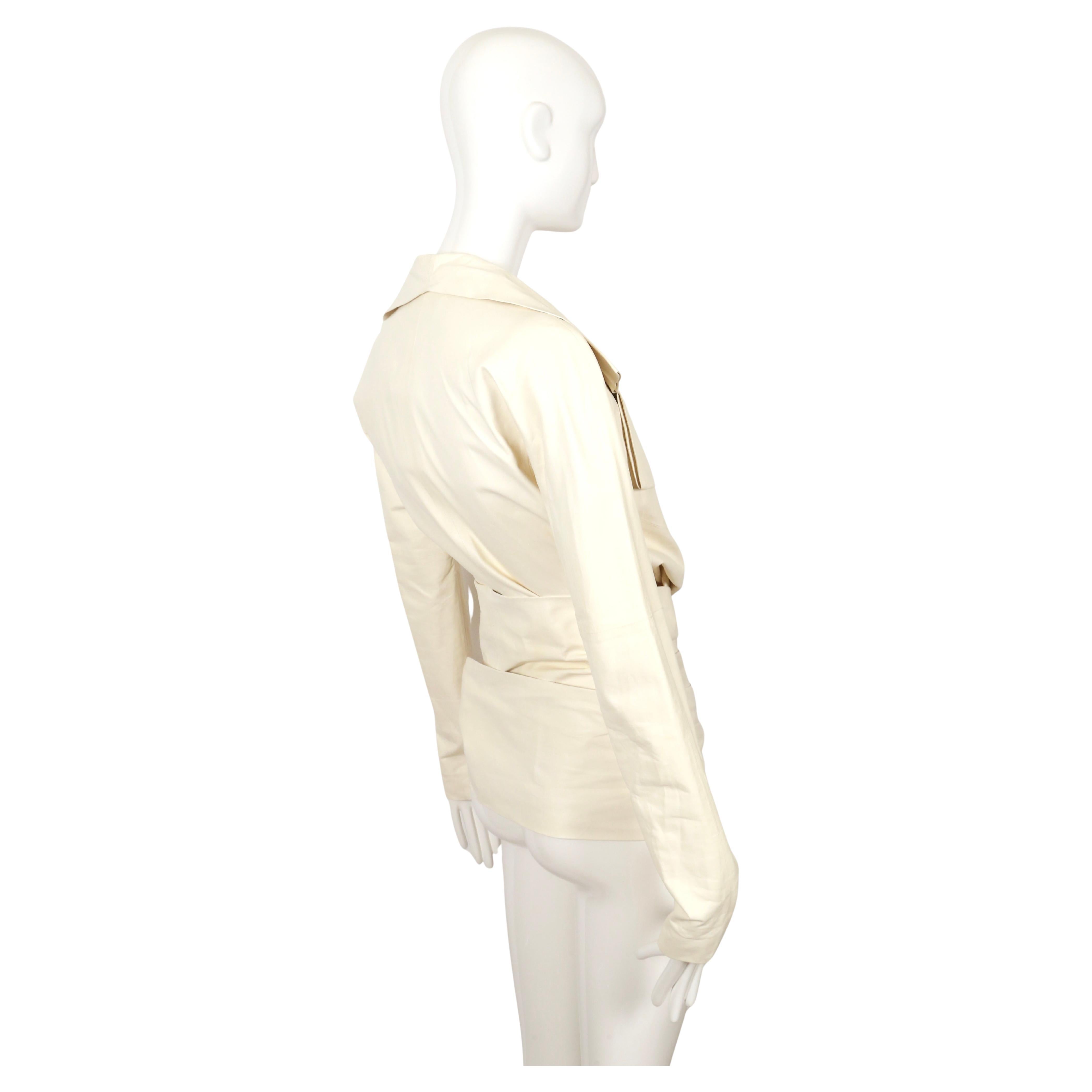 Women's or Men's new 2004 TOM FORD for YVES SAINT LAURENT off-white leather runway jacket For Sale