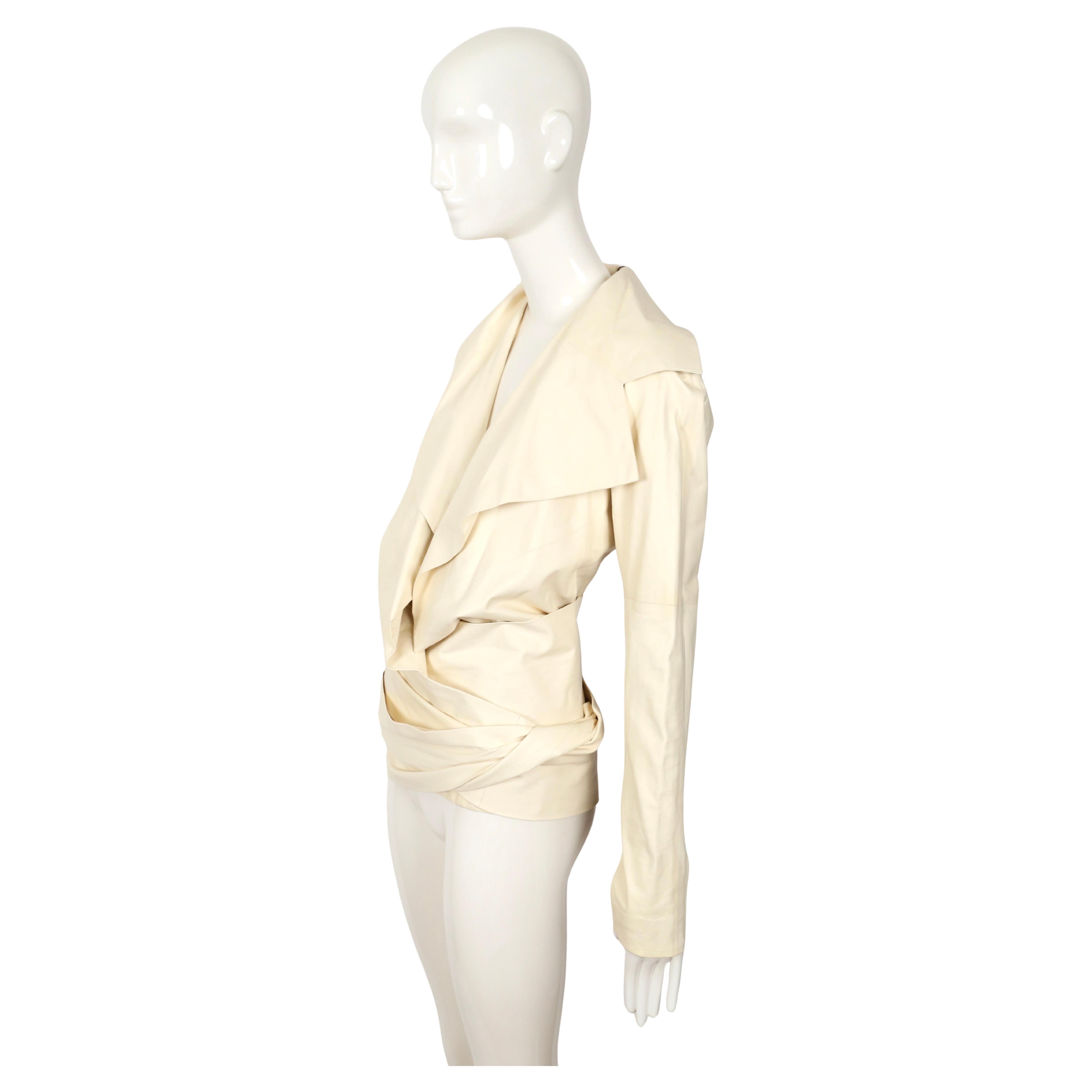 new 2004 TOM FORD for YVES SAINT LAURENT off-white leather runway jacket For Sale 1