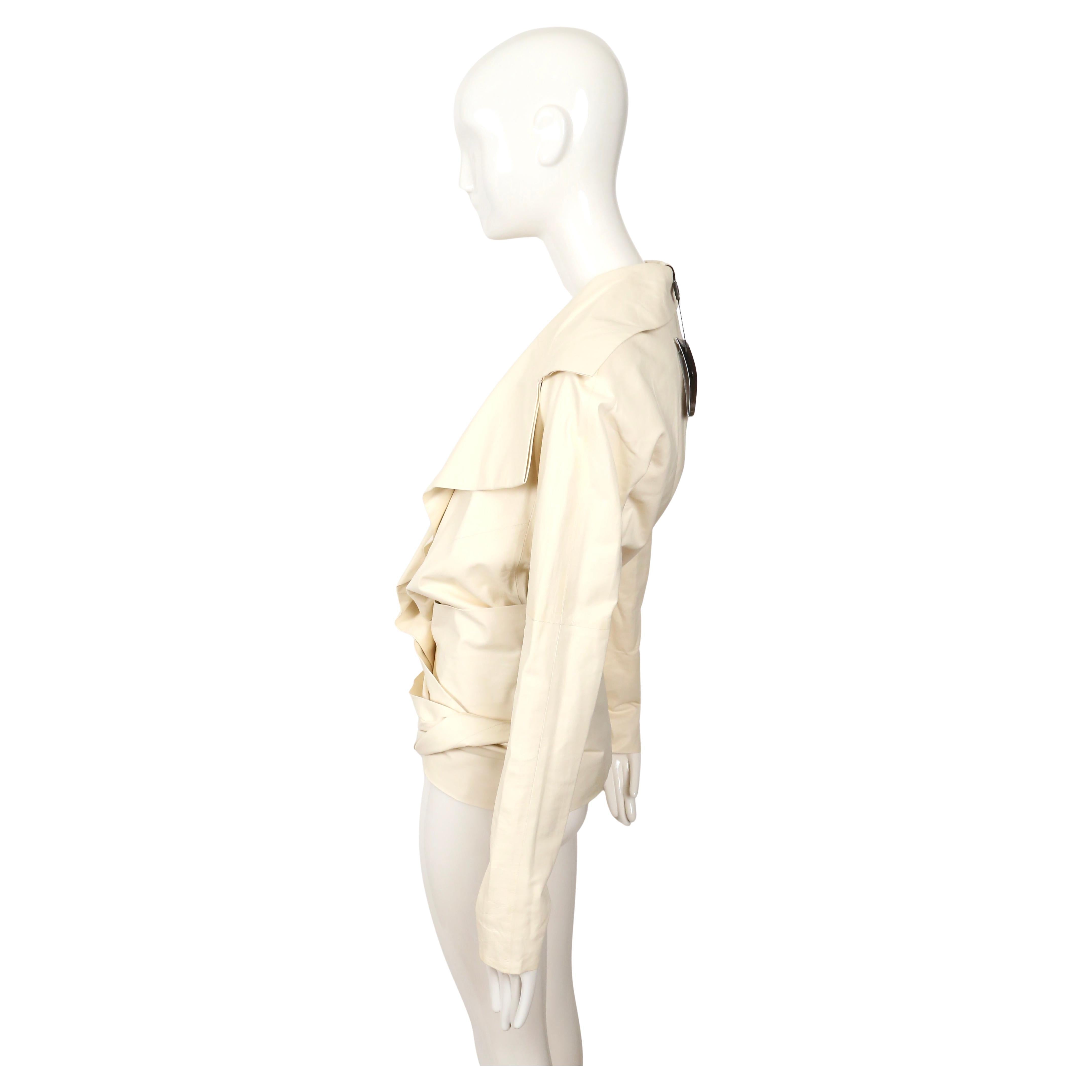 new 2004 TOM FORD for YVES SAINT LAURENT off-white leather runway jacket For Sale 2