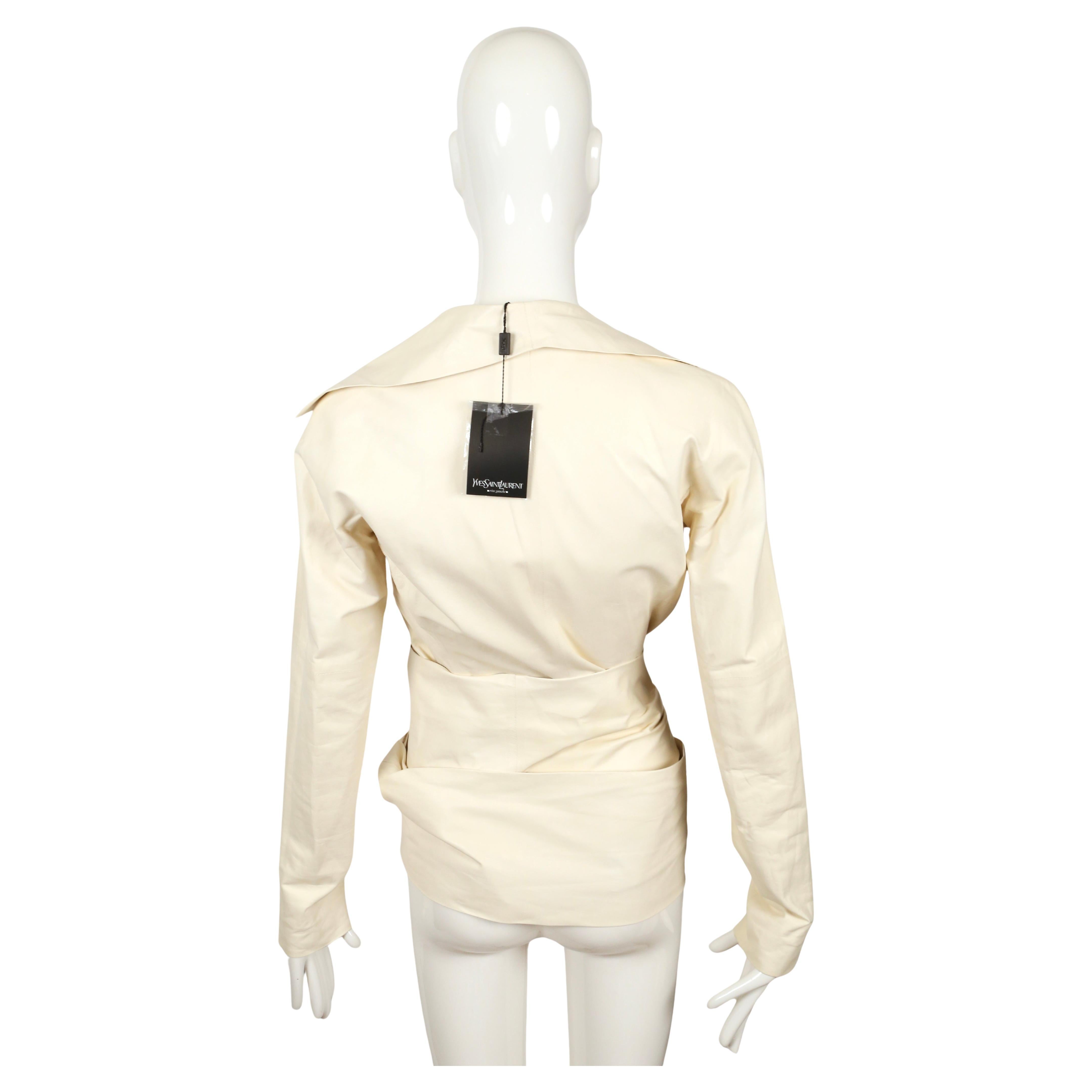 new 2004 TOM FORD for YVES SAINT LAURENT off-white leather runway jacket For Sale 4