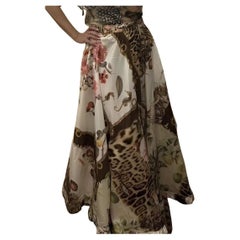 NEW 2005 SS Runway Documented Roberto Cavalli Silk Floral Maxi Skirt