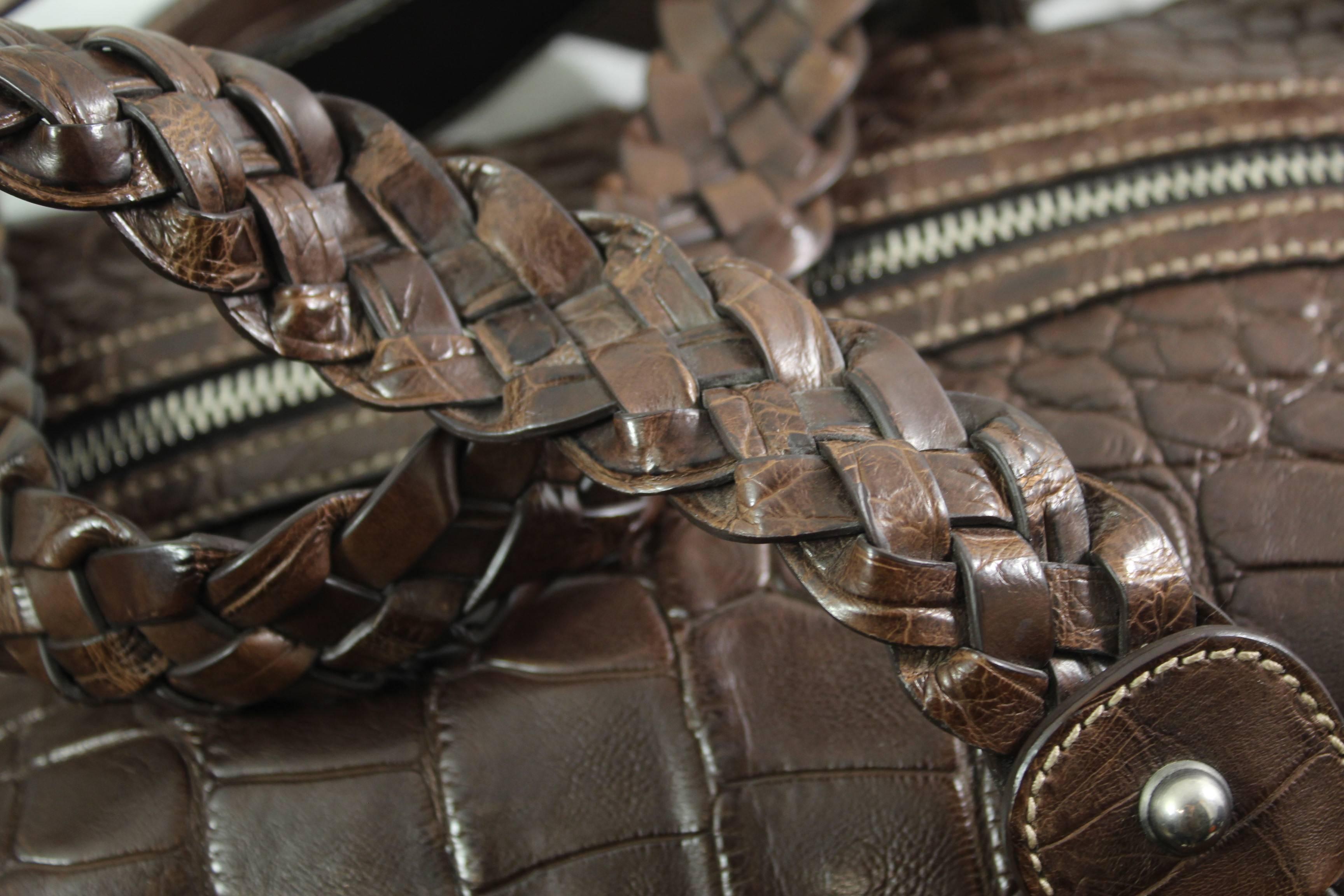 Women's or Men's New 2007 Gucci Men's Cocco Nappato crocodile Travel Bag with Detachable Strap