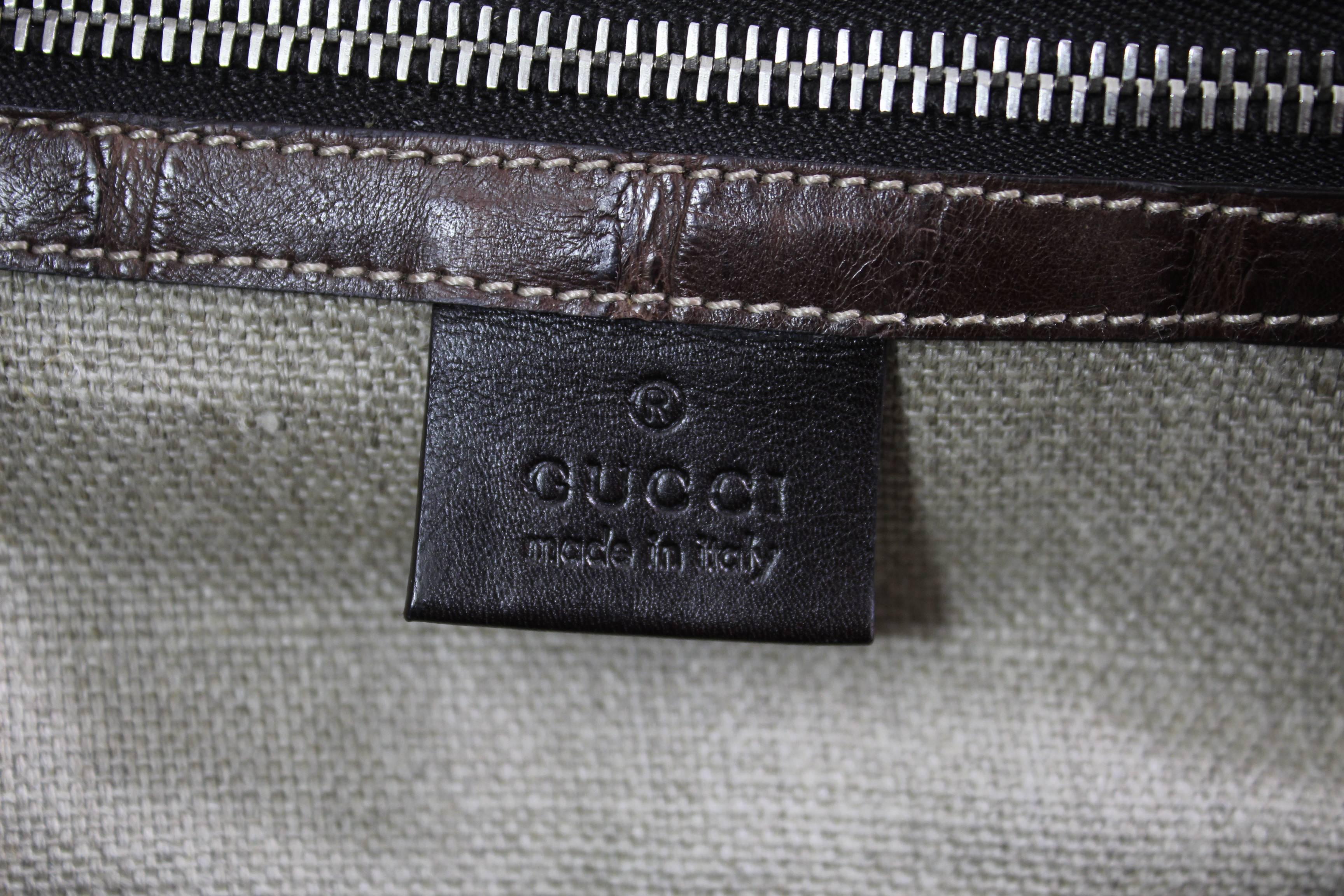 New 2007 Gucci Men's Cocco Nappato crocodile Travel Bag with Detachable Strap 2