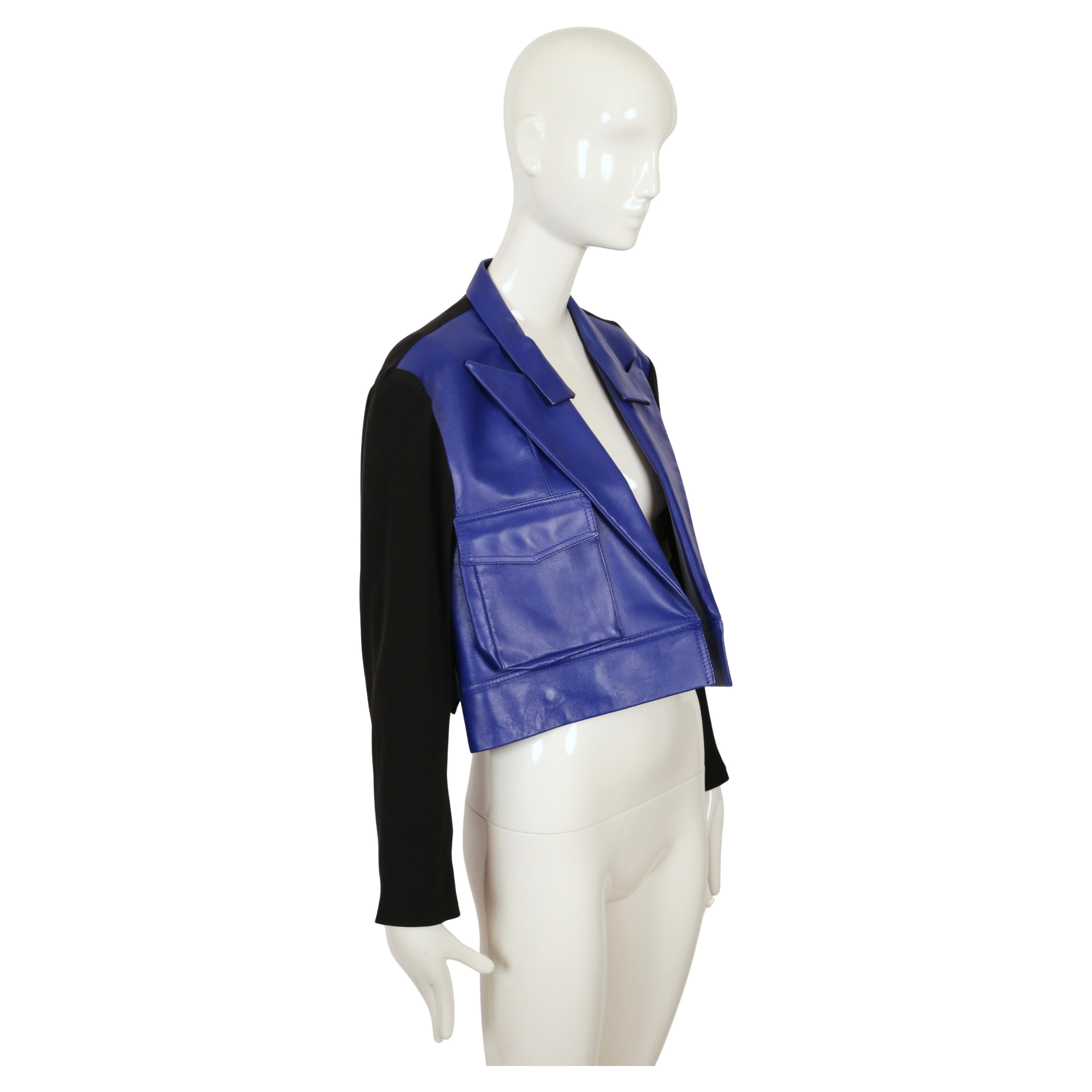 Neu 2007 YOHJI YAMAMOTO blaue Lederjacke RUNWAY mit zwanghafter Vorderseite mit Etiketten im Angebot 5