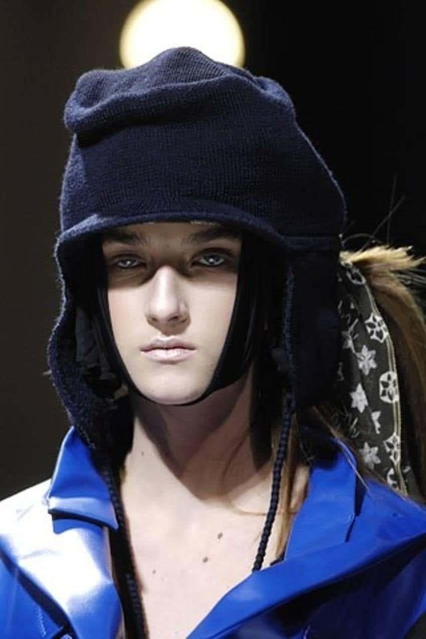 Neu 2007 YOHJI YAMAMOTO blaue Lederjacke RUNWAY mit zwanghafter Vorderseite mit Etiketten im Angebot 12