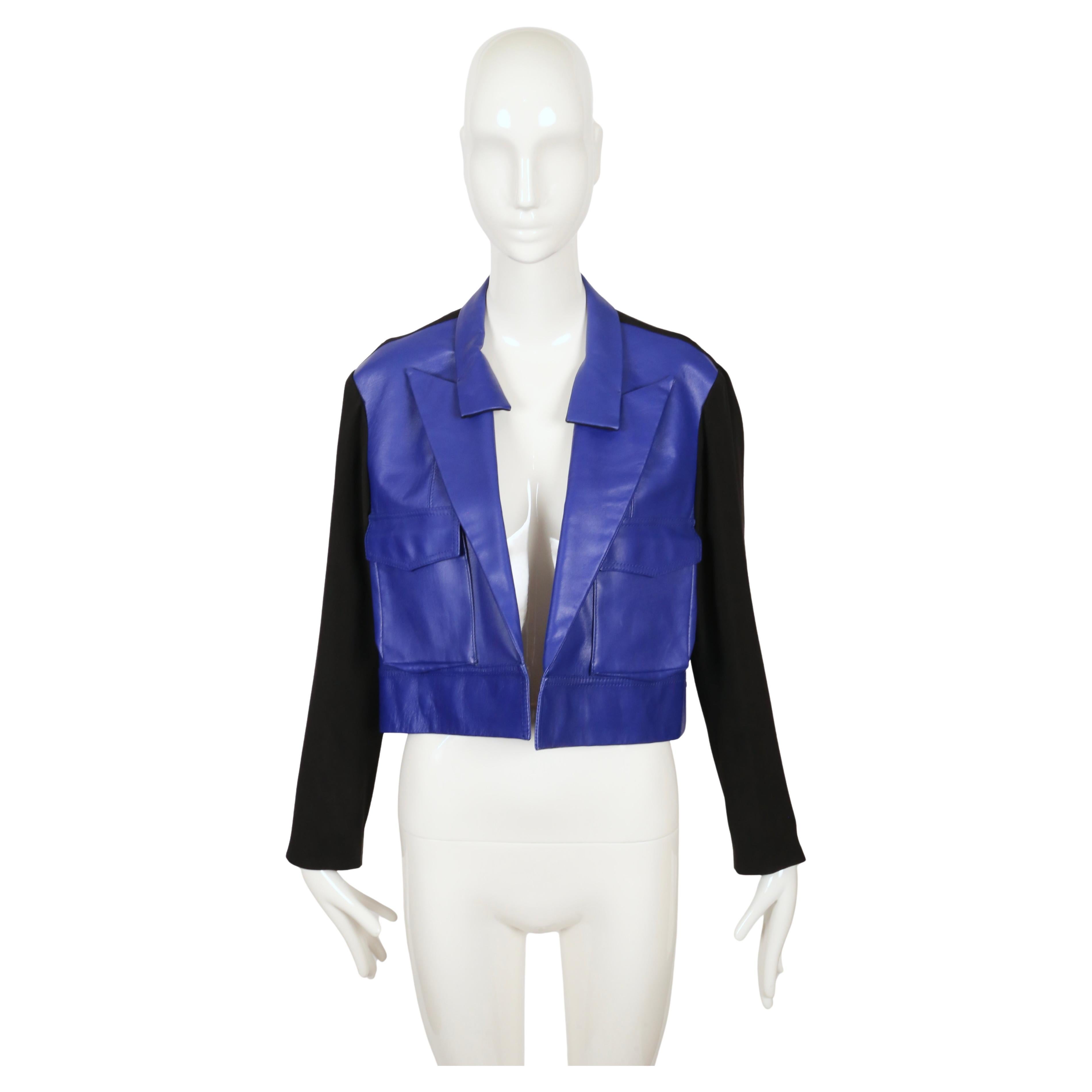 Neu 2007 YOHJI YAMAMOTO blaue Lederjacke RUNWAY mit zwanghafter Vorderseite mit Etiketten im Angebot 3