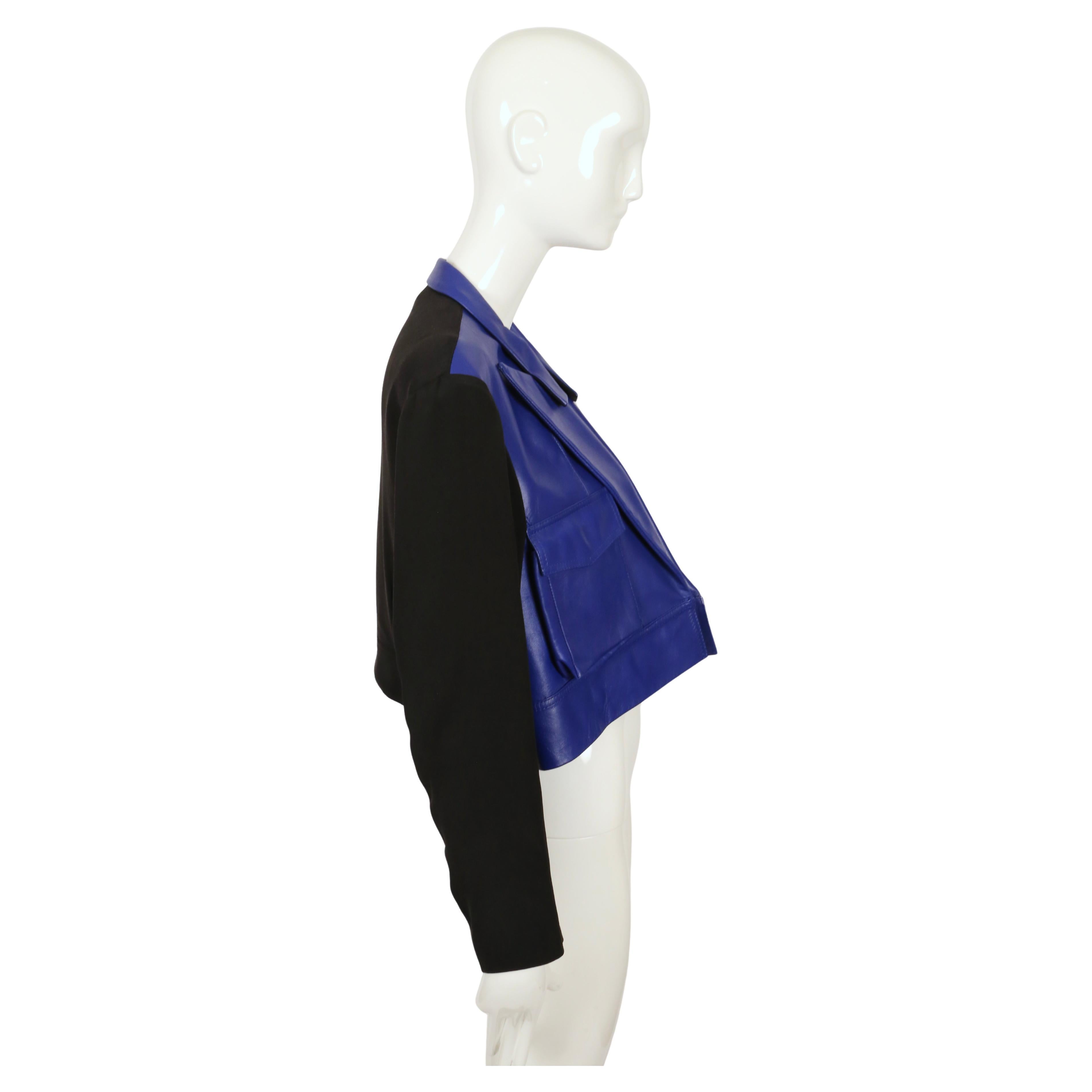Neu 2007 YOHJI YAMAMOTO blaue Lederjacke RUNWAY mit zwanghafter Vorderseite mit Etiketten im Angebot 4