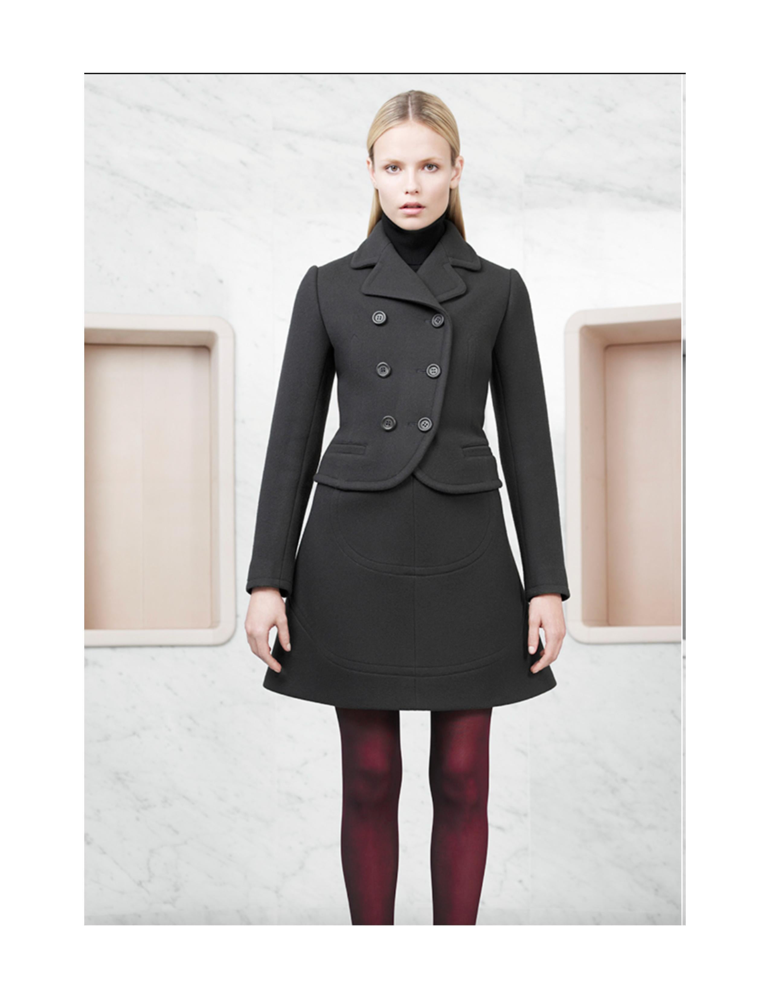 new 2008 Azzedine Alaia black wool A-line RUNWAY skirt with tags For Sale 1