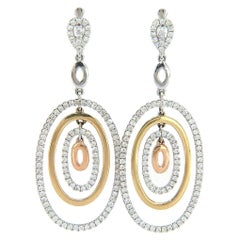 New 2.00ctw Diamond Two Tone Layered Dangle Earrings in 14K