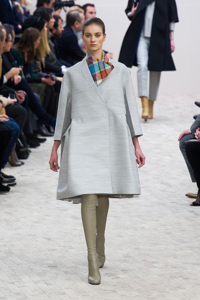 Jupe Céline Phoebe Philo Automne 2013 - Taille 38, Plaid Laine Grise, Occasion Très Bon état