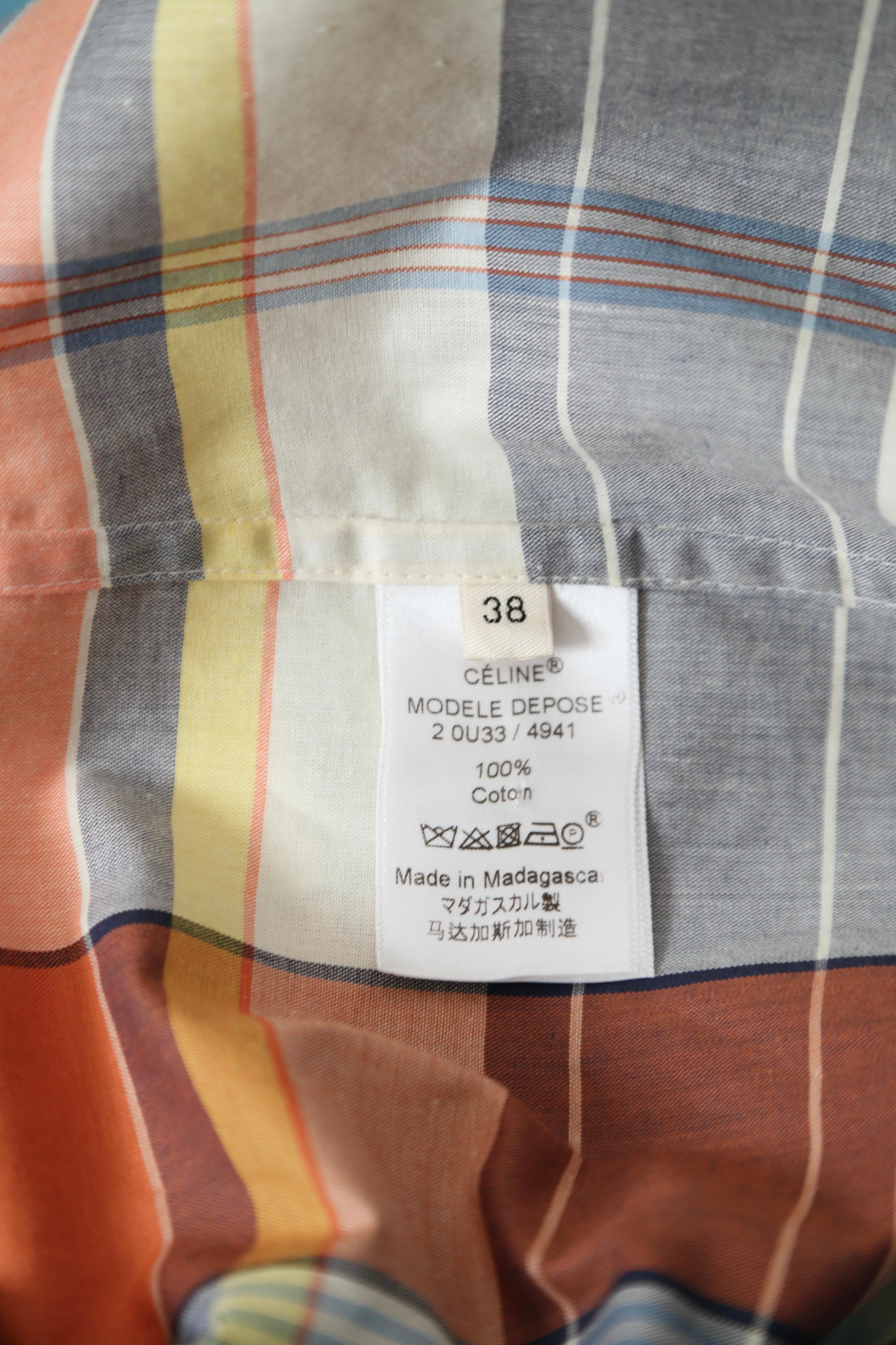 NEW 2013 CELINE by PHOEBE PHILO plaid cotton runway top with draped neck For Sale 5