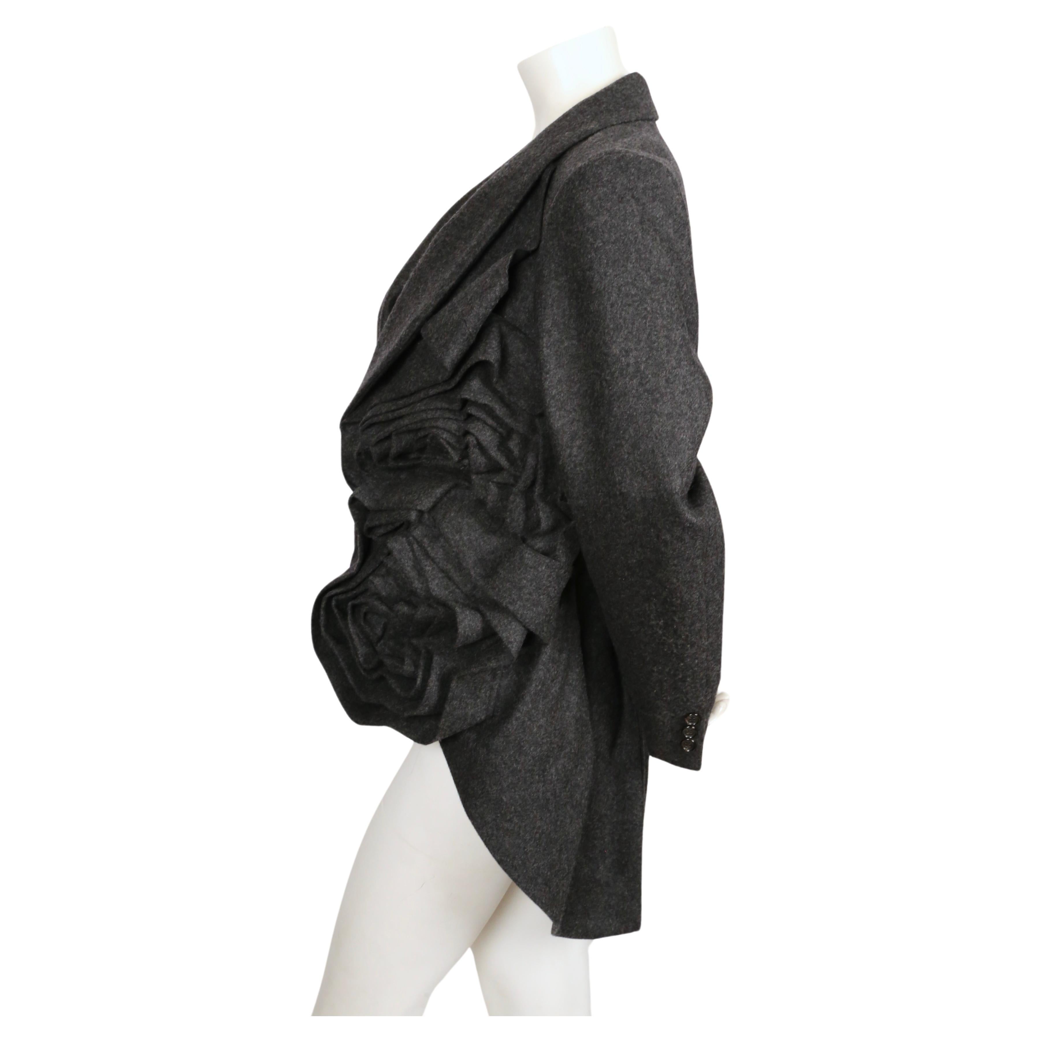 Black new 2013 COMME DES GARCONS grey jacket with oversized rose motif
