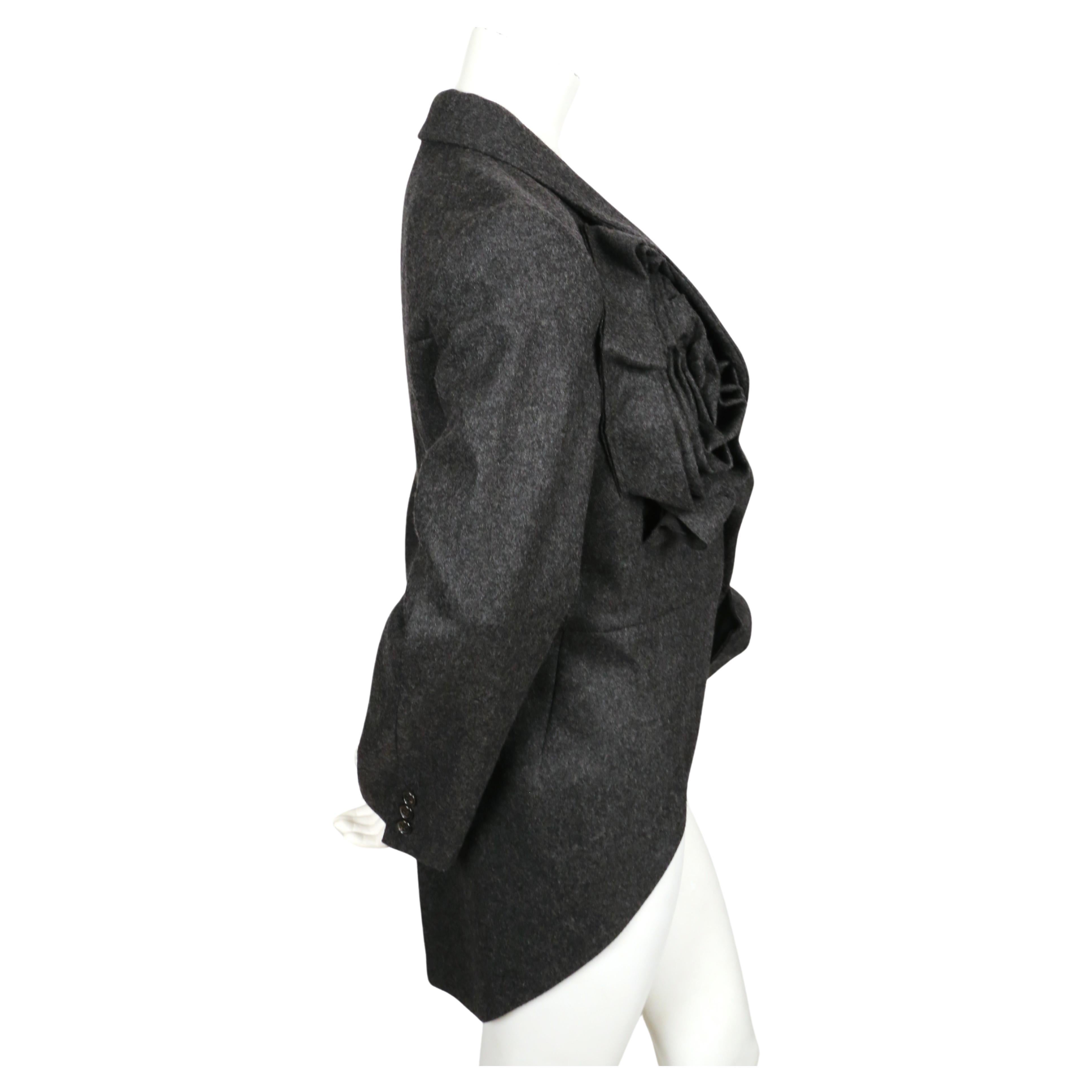 new 2013 COMME DES GARCONS grey jacket with oversized rose motif In New Condition In San Fransisco, CA