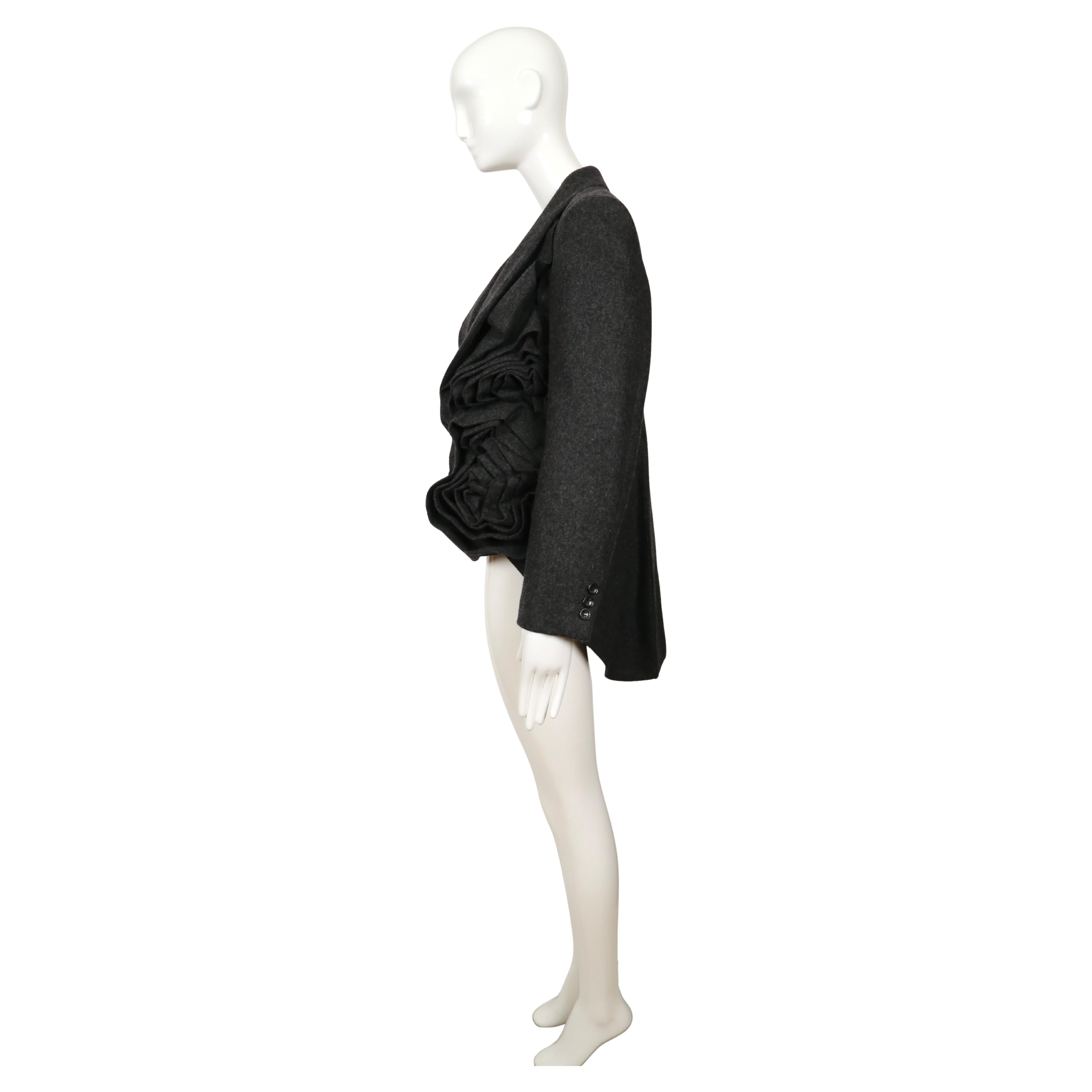 Women's or Men's new 2013 COMME DES GARCONS grey jacket with oversized rose motif For Sale