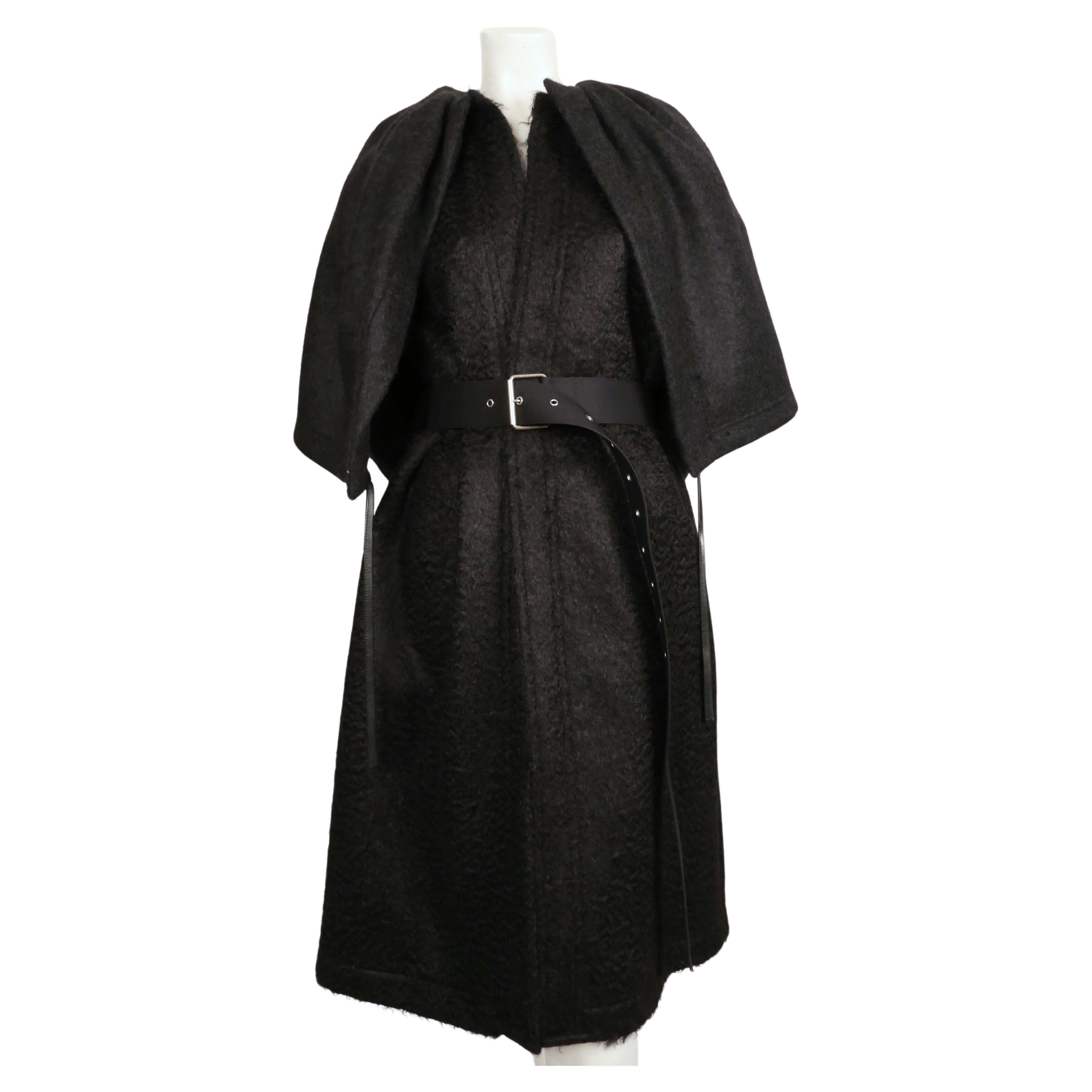 new 2016 CELINE by PHOEBE PHILO black mohair wool RUNWAY coat with attached cape In New Condition For Sale In San Fransisco, CA