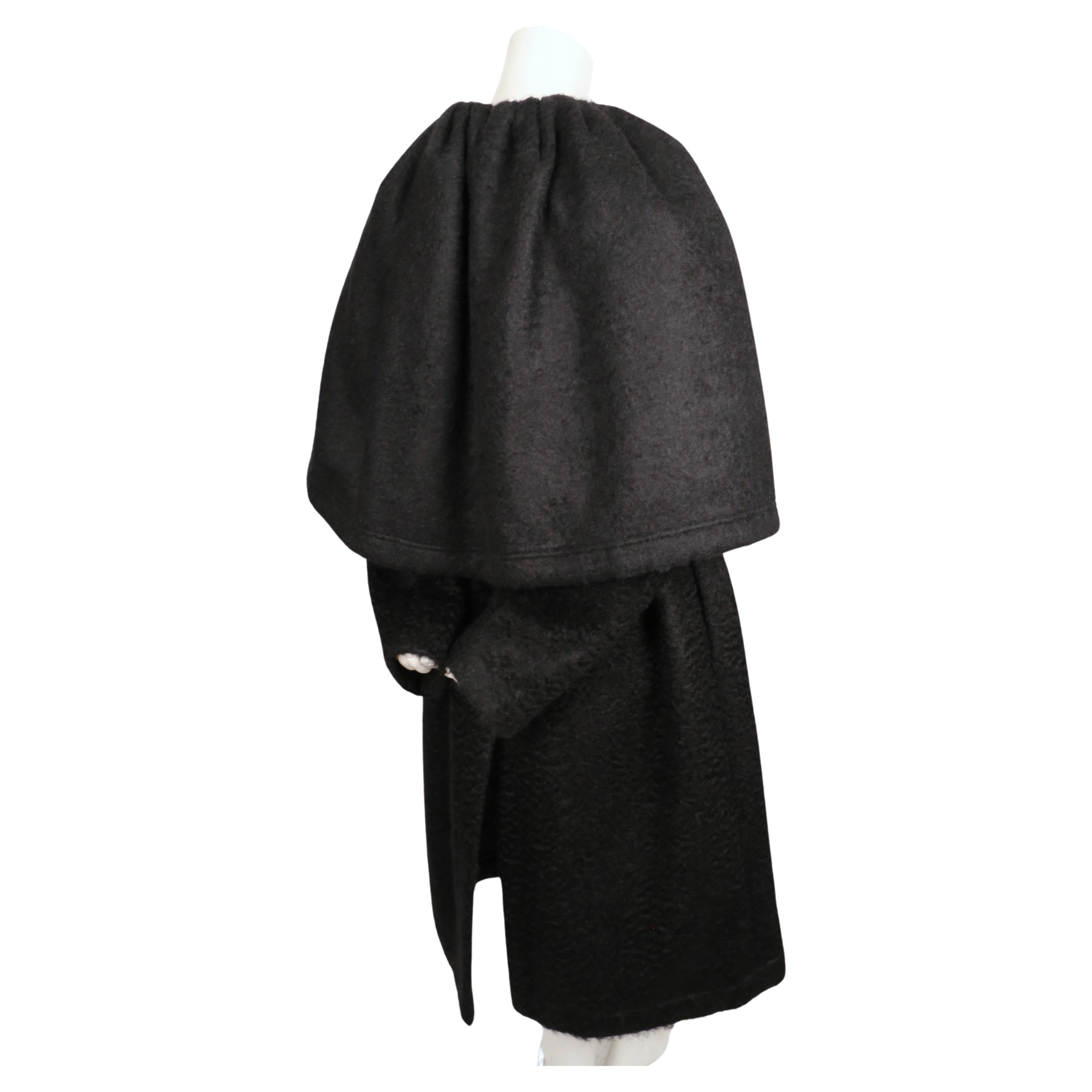 new 2016 CELINE by PHOEBE PHILO black mohair wool RUNWAY coat with attached cape For Sale 1