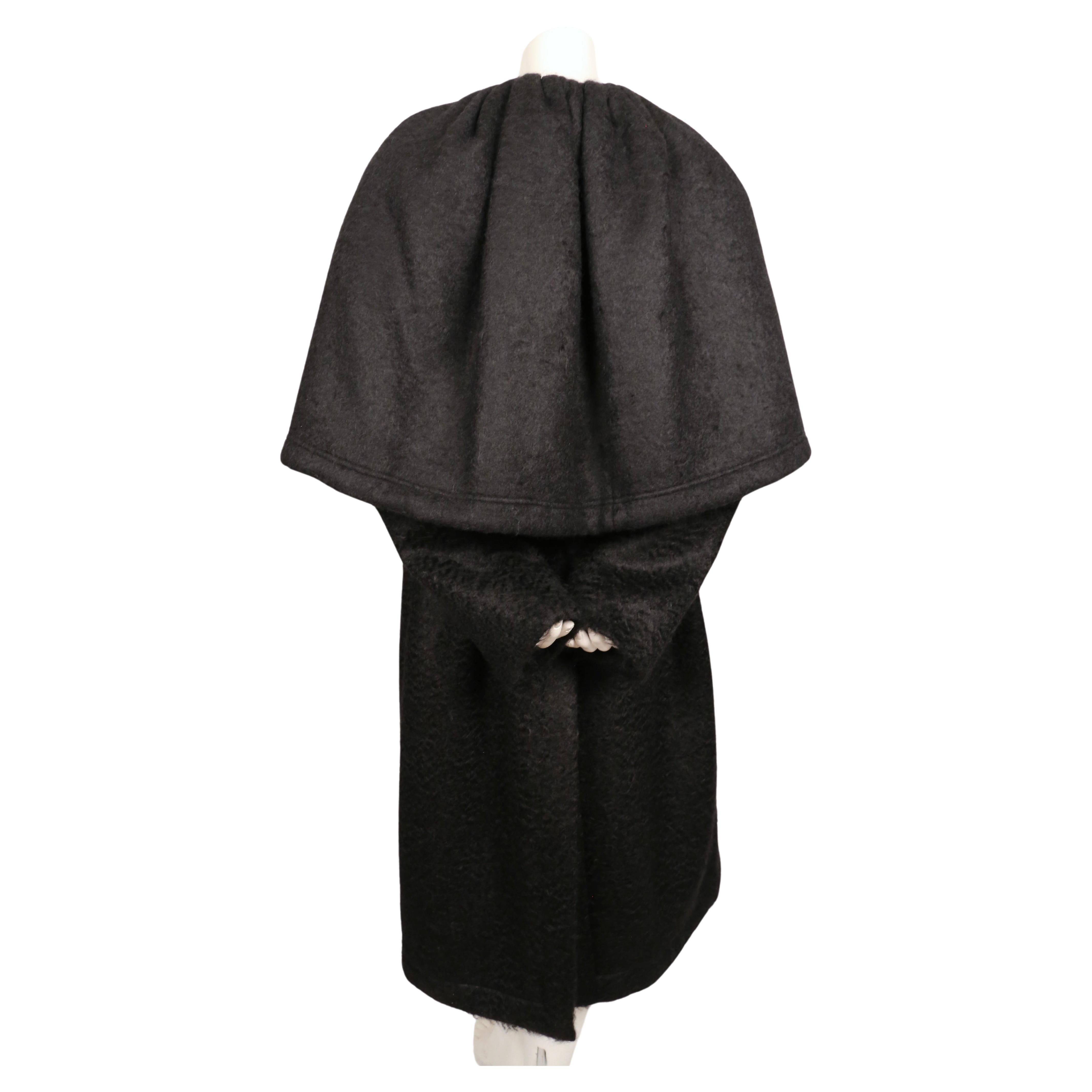 new 2016 CELINE by PHOEBE PHILO black mohair wool RUNWAY coat with attached cape For Sale 4