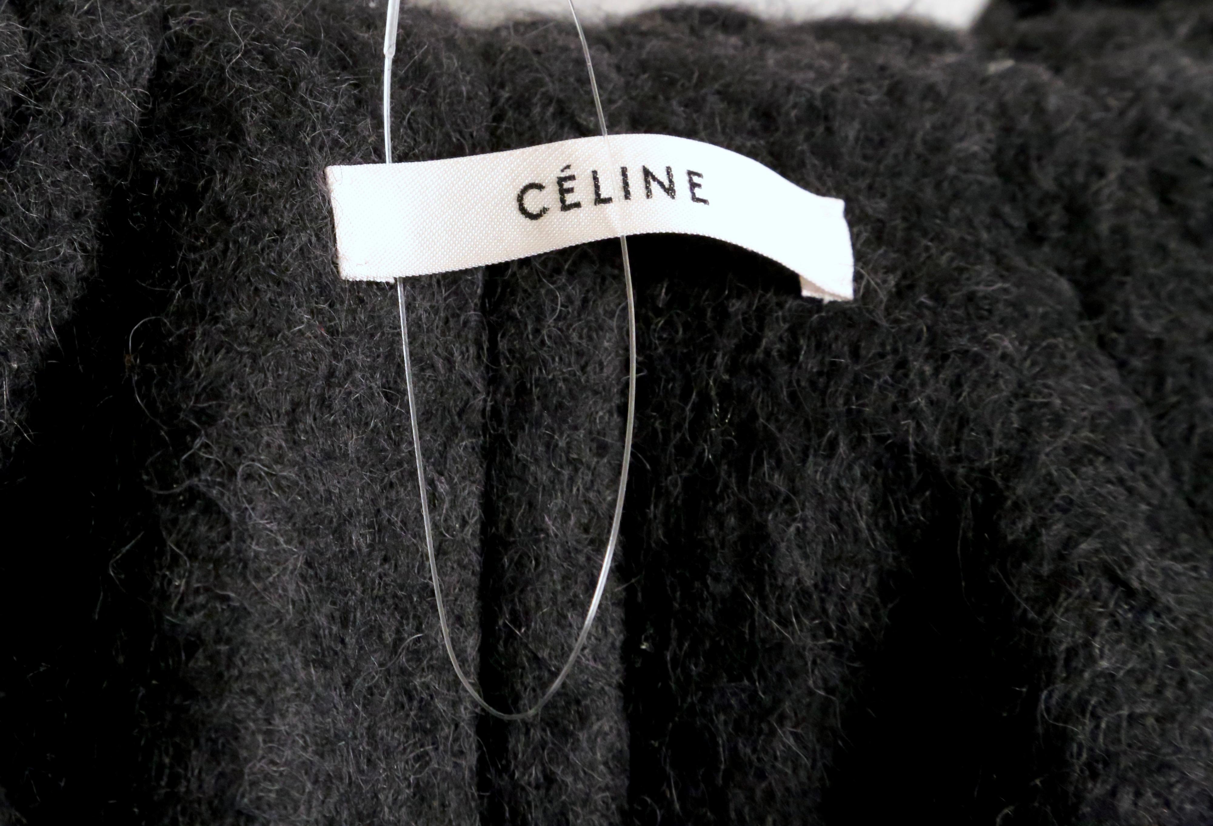 new 2016 CELINE by PHOEBE PHILO black mohair wool RUNWAY coat with attached cape For Sale 5