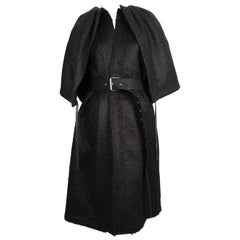 nuevo 2016 CELINE by PHOEBE PHILO abrigo RUNWAY negro de lana de mohair con capa incorporada