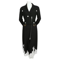 new 2016 CELINE PHOEBE PHILO black stretch wool trench RUNWAY coat with lace
