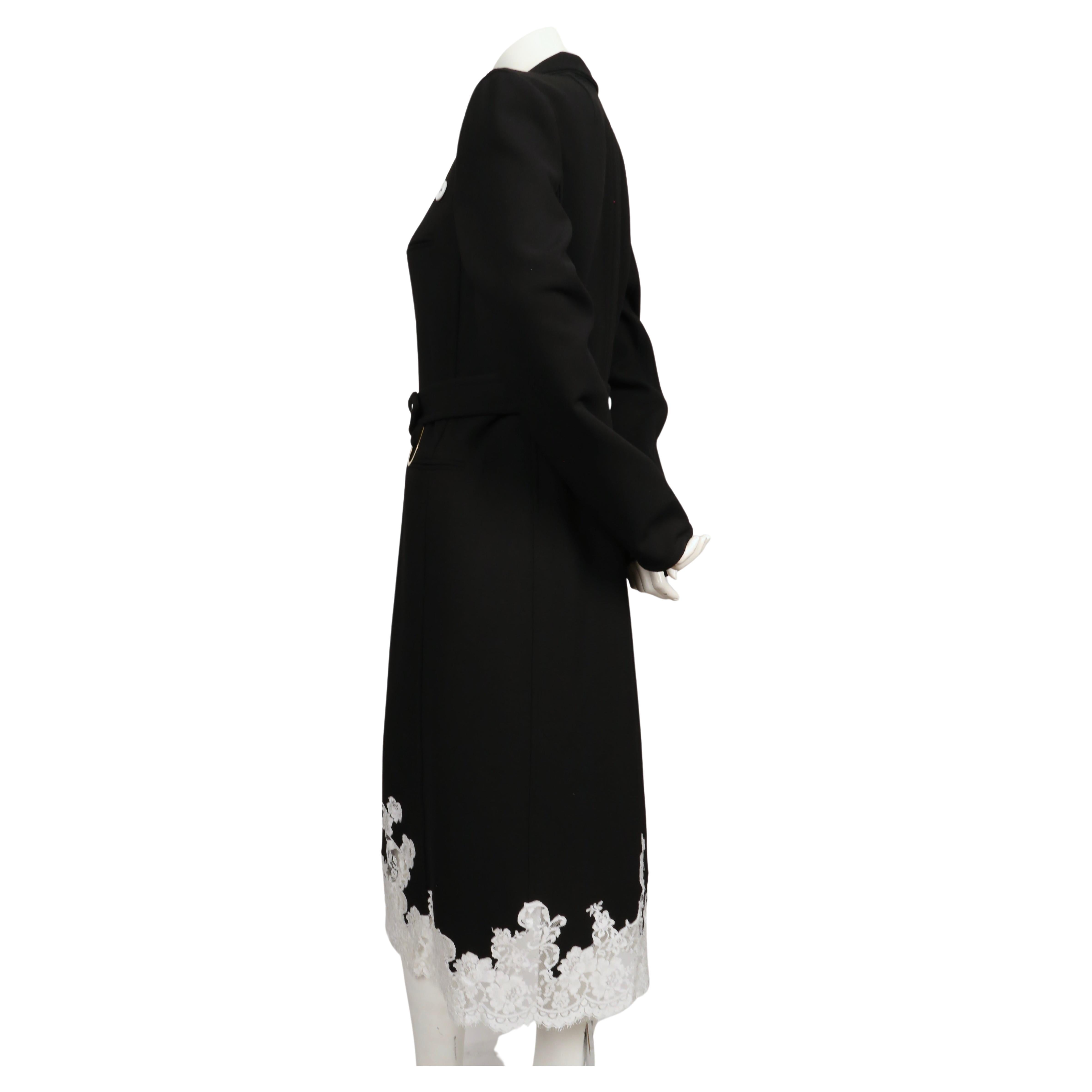 Women's or Men's new 2016 CELINE PHOEBE PHILO black stretch wool trench RUNWAY coat with lace  