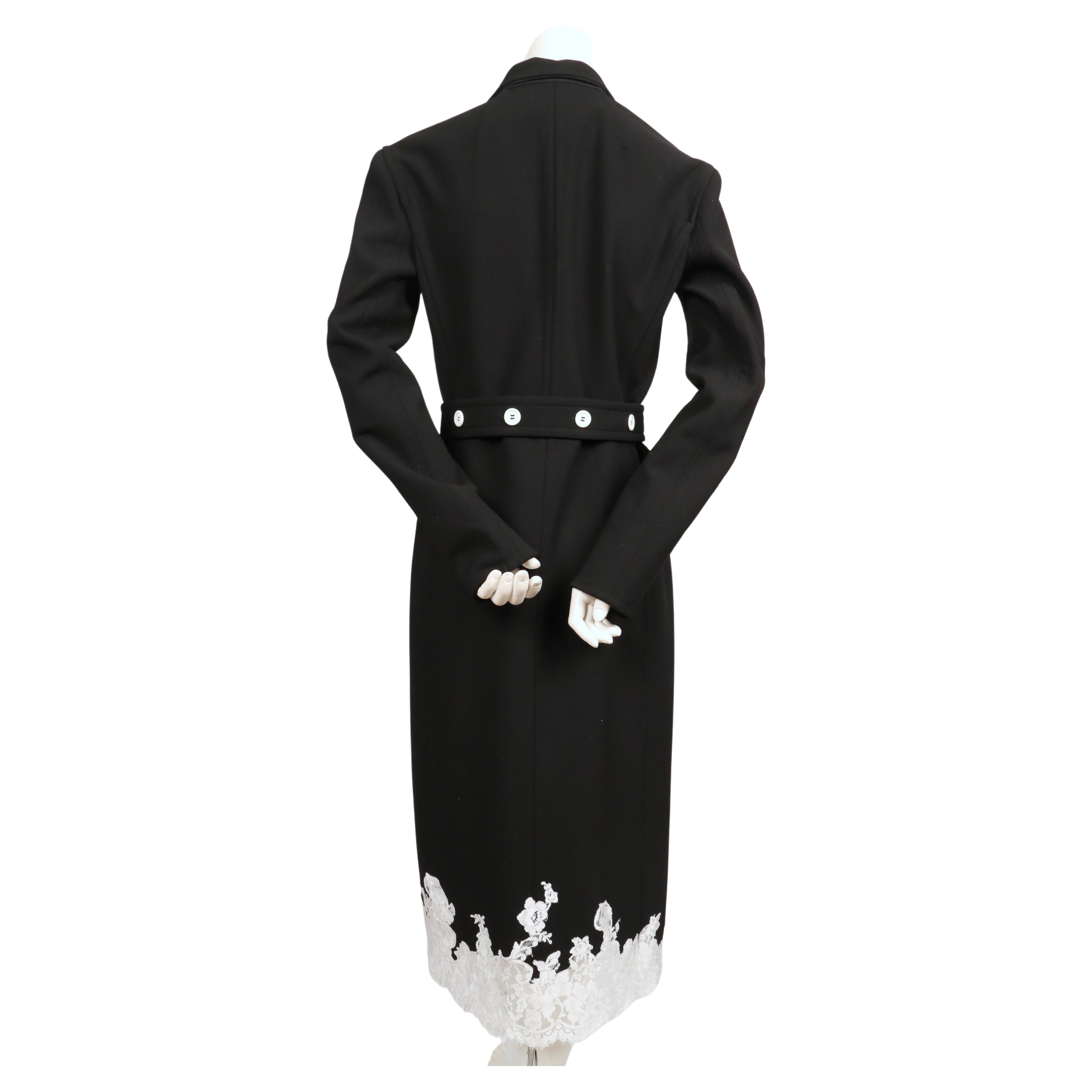 new 2016 CELINE PHOEBE PHILO black stretch wool trench RUNWAY coat with lace   1
