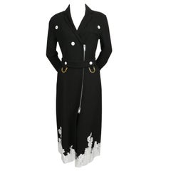 new 2016 Celine PHOEBE Philo black stretch wool trench RUNWAY coat with lace