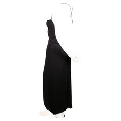 new 2016 VALENTINO black silk runway dress with plissé folds and elegant draping