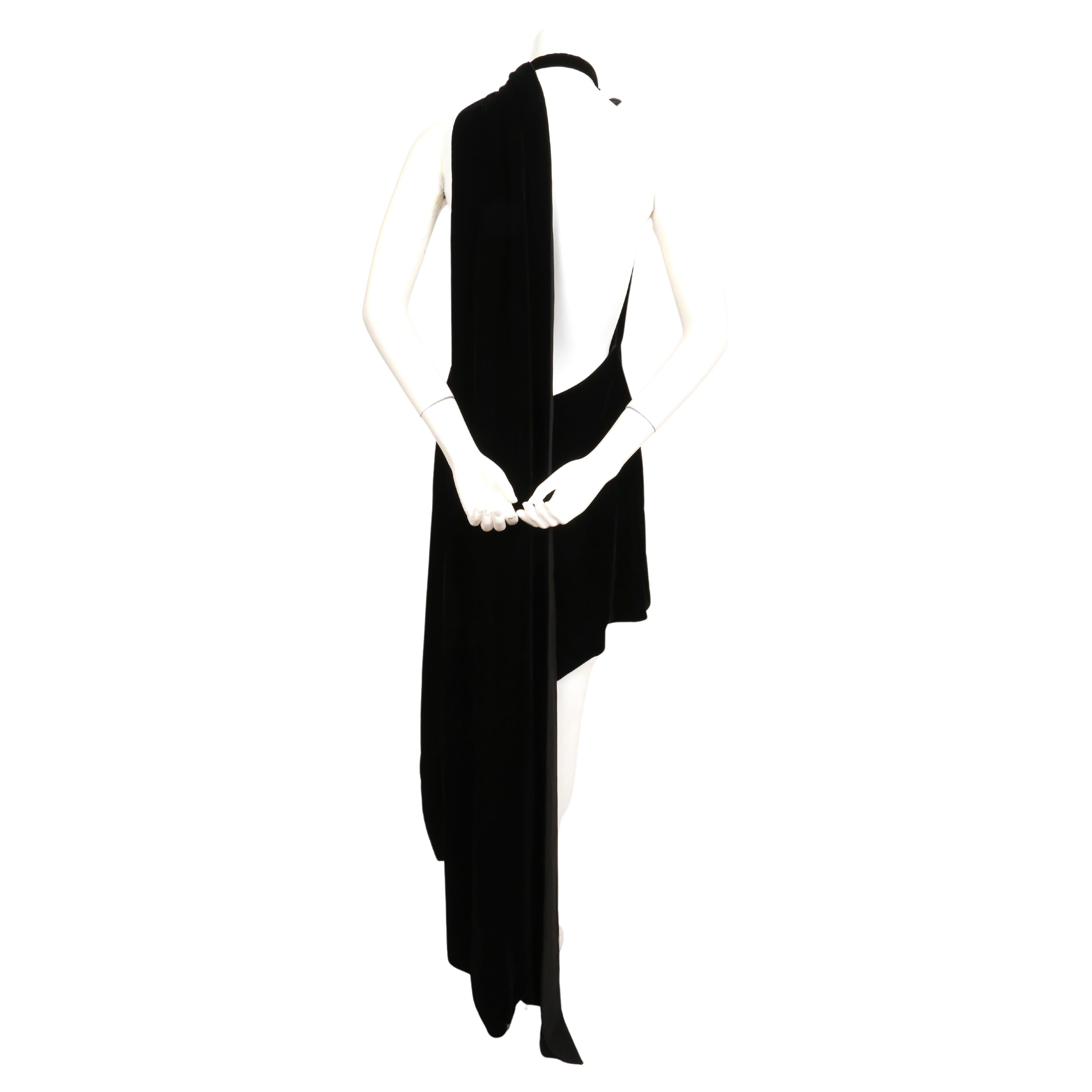 new 2017 SAINT LAURENT by Anthony Vaccarello black velvet RUNWAY dress with rose 2
